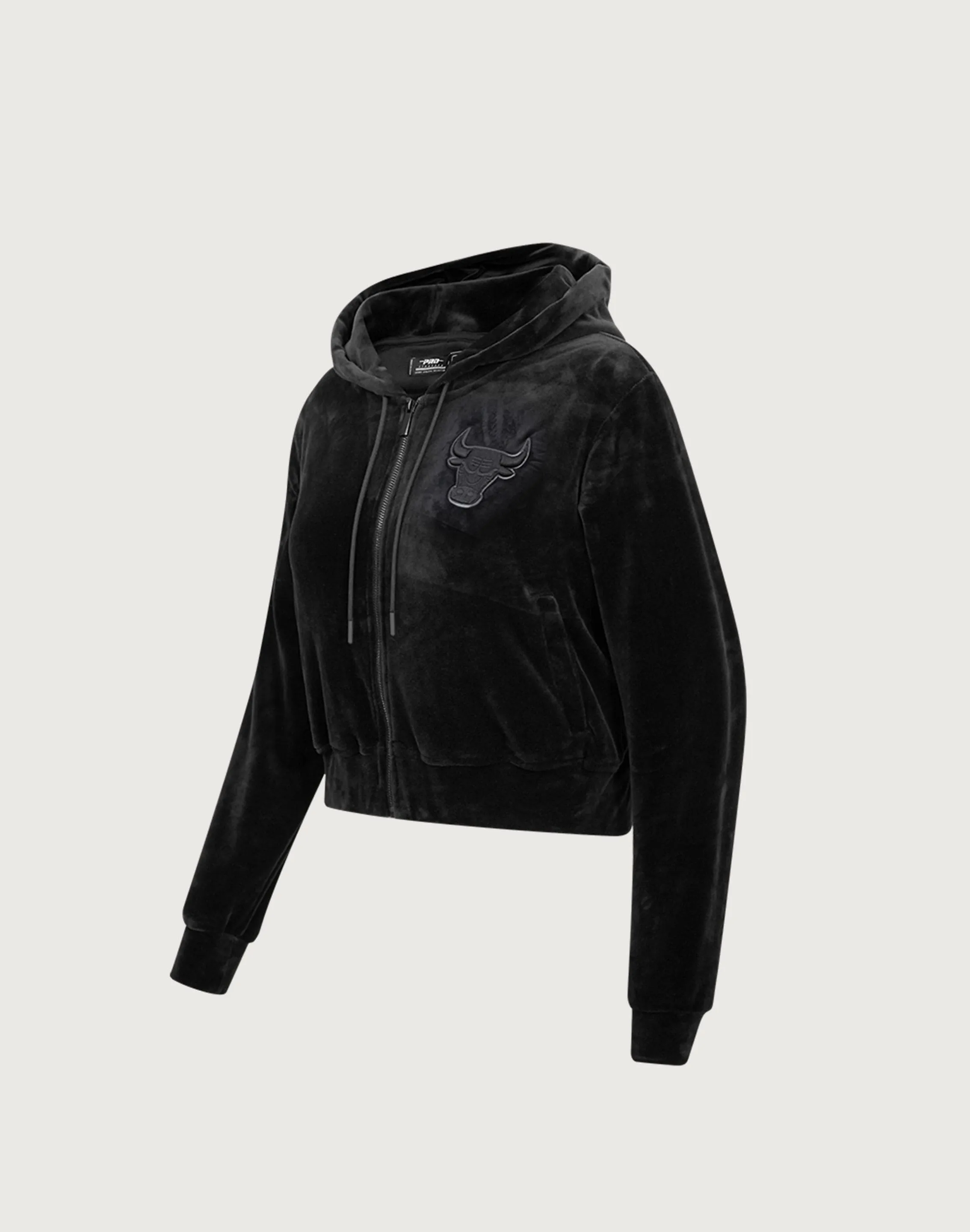 Pro Standard NBA Chicago Bulls Triple Black Velour Zip Hoodie Korean Fresh AllDayComfort