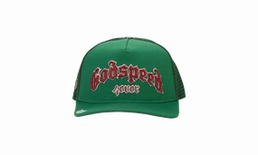 GREEN/RED FOREVER TRUCKER HAT "Green/Red" HighVisibility Trim Tight Net