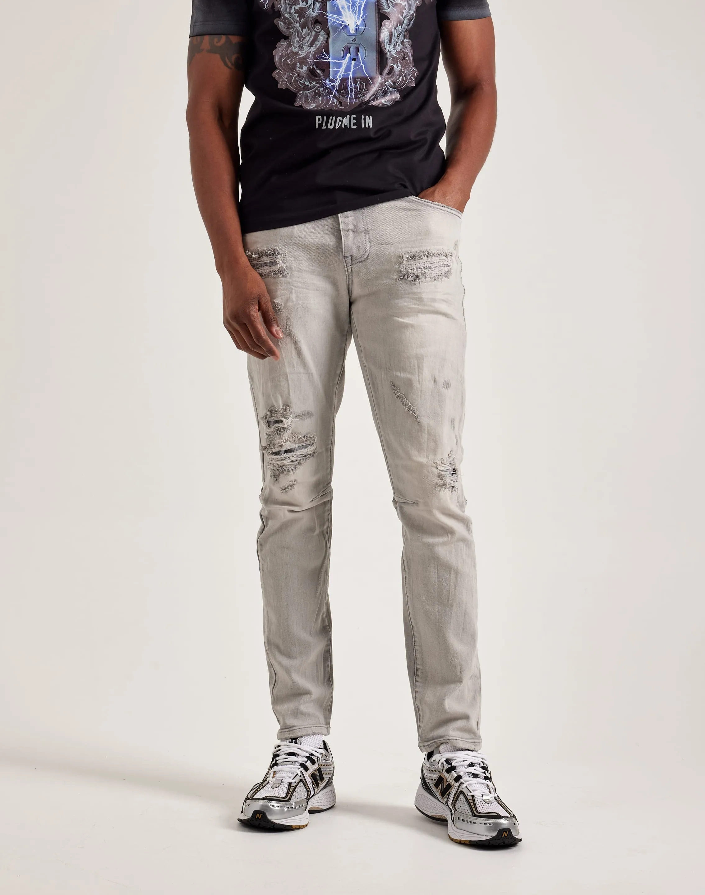 Smoke Rise Vintage Washed Slim Denim Jeans Dream Feel Party Guest