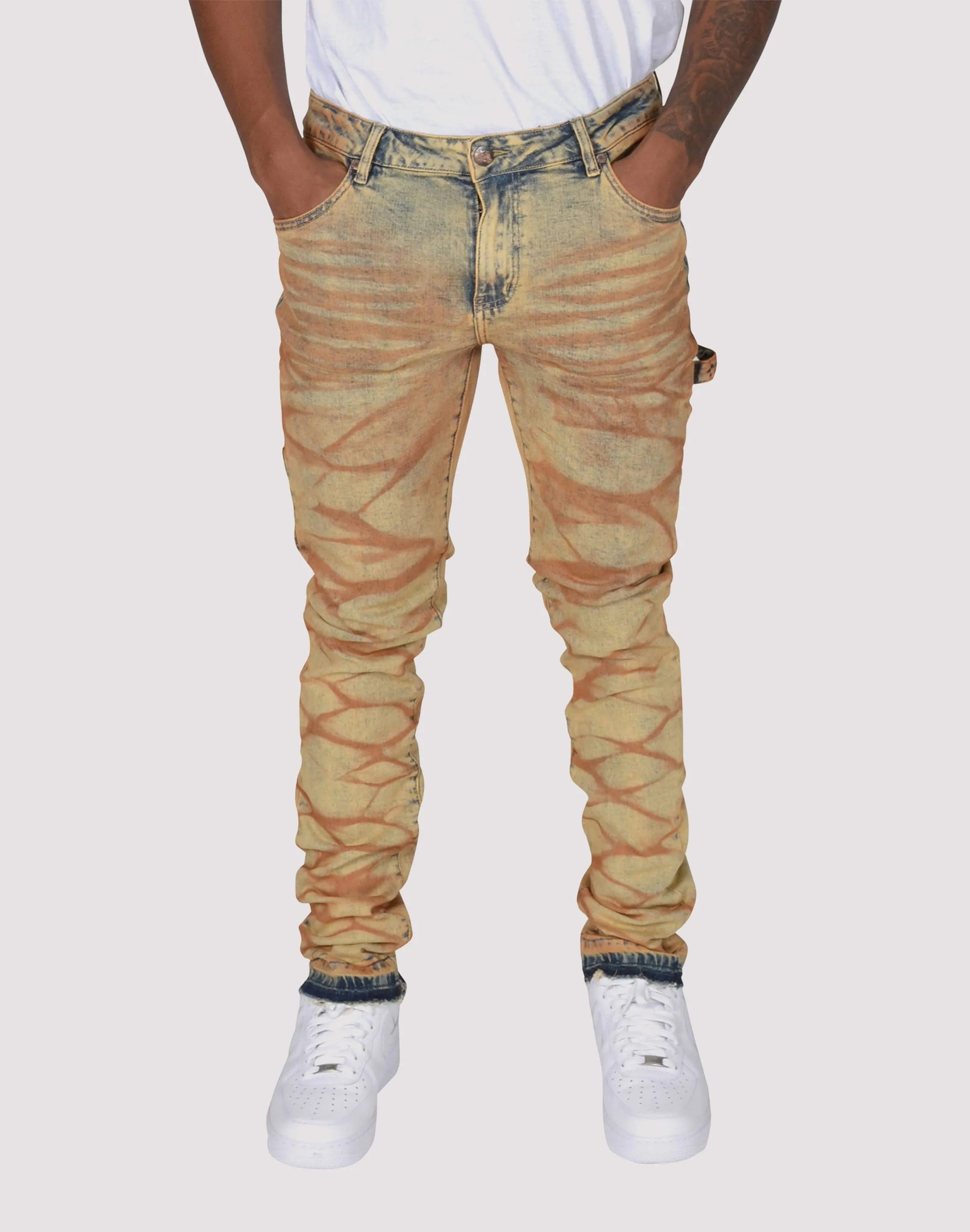 Grindhouse Acid Washed Slim Fit Denim Jeans Smile Glow