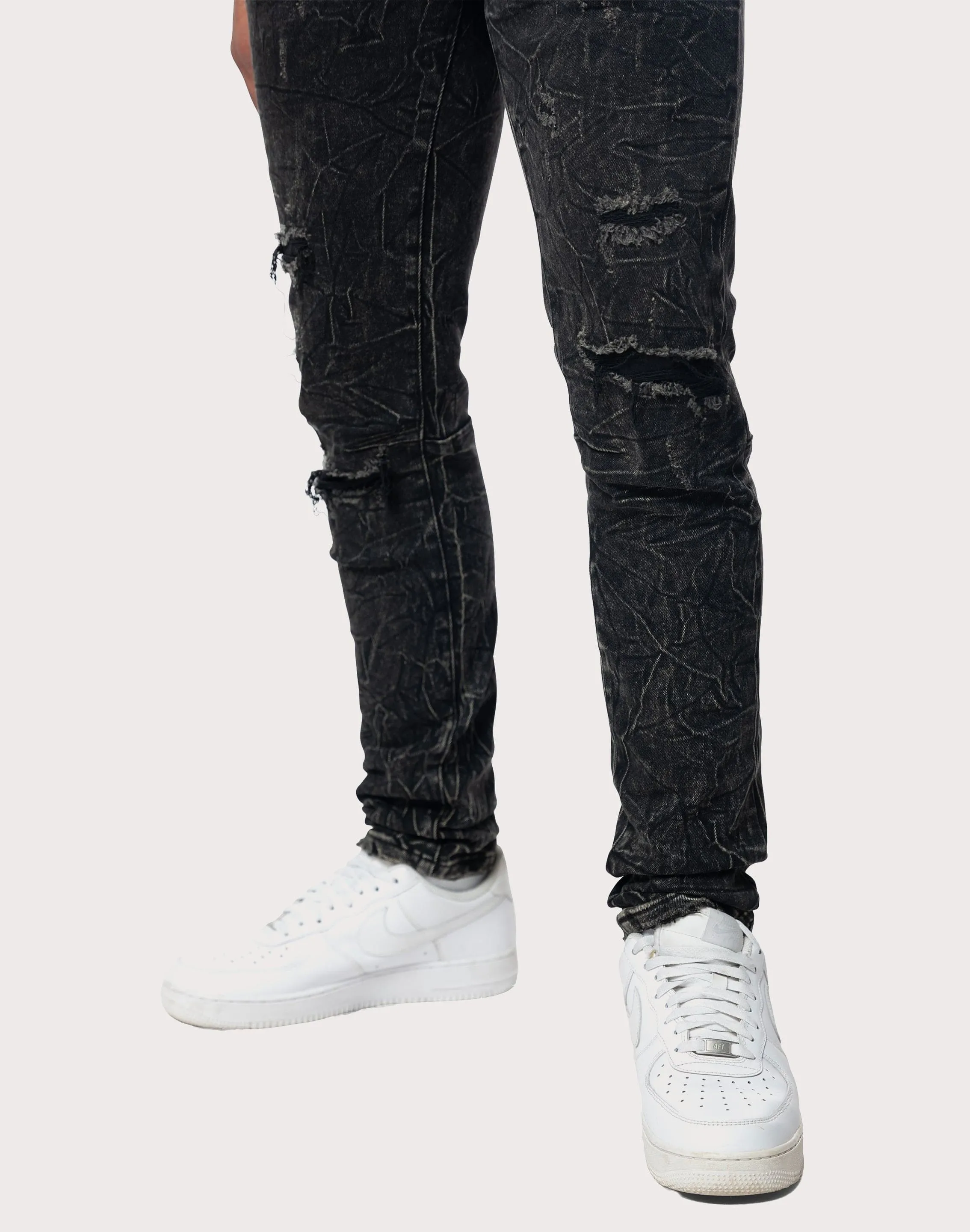 pack light AntibacterialMaterial Grindhouse Cabo Slim Fit Lightning Effect Taper Denim Jeans