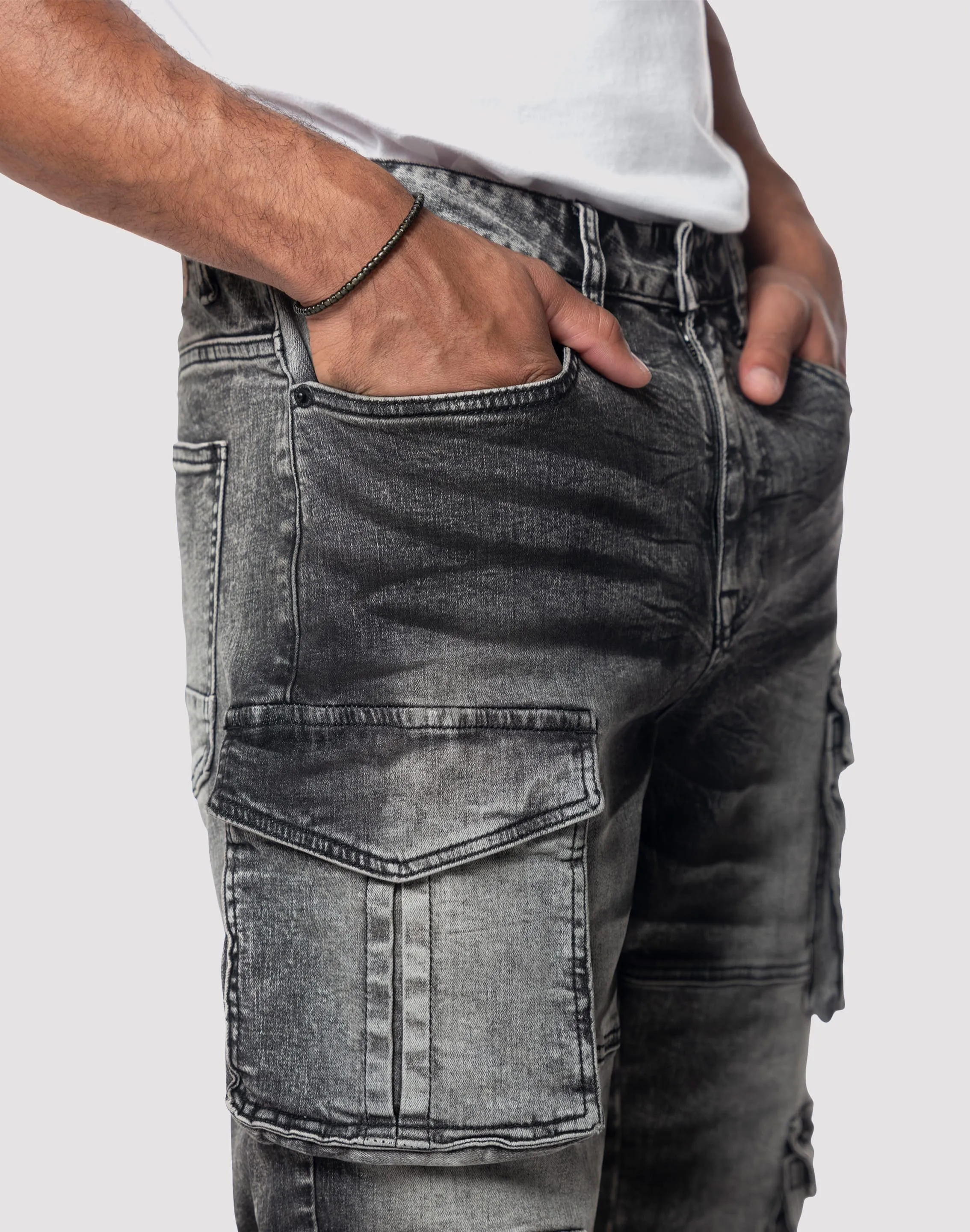 Grindhouse Cargo Straight Fit Tombstone Jeans french chic