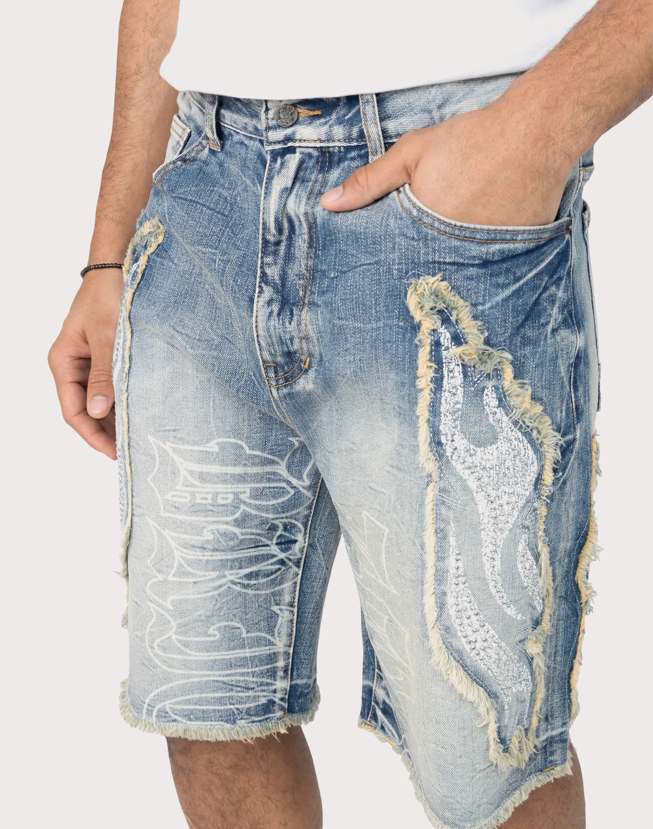 Grindhouse Fray Flame Shorts Joy Mood StainReleaseCoating