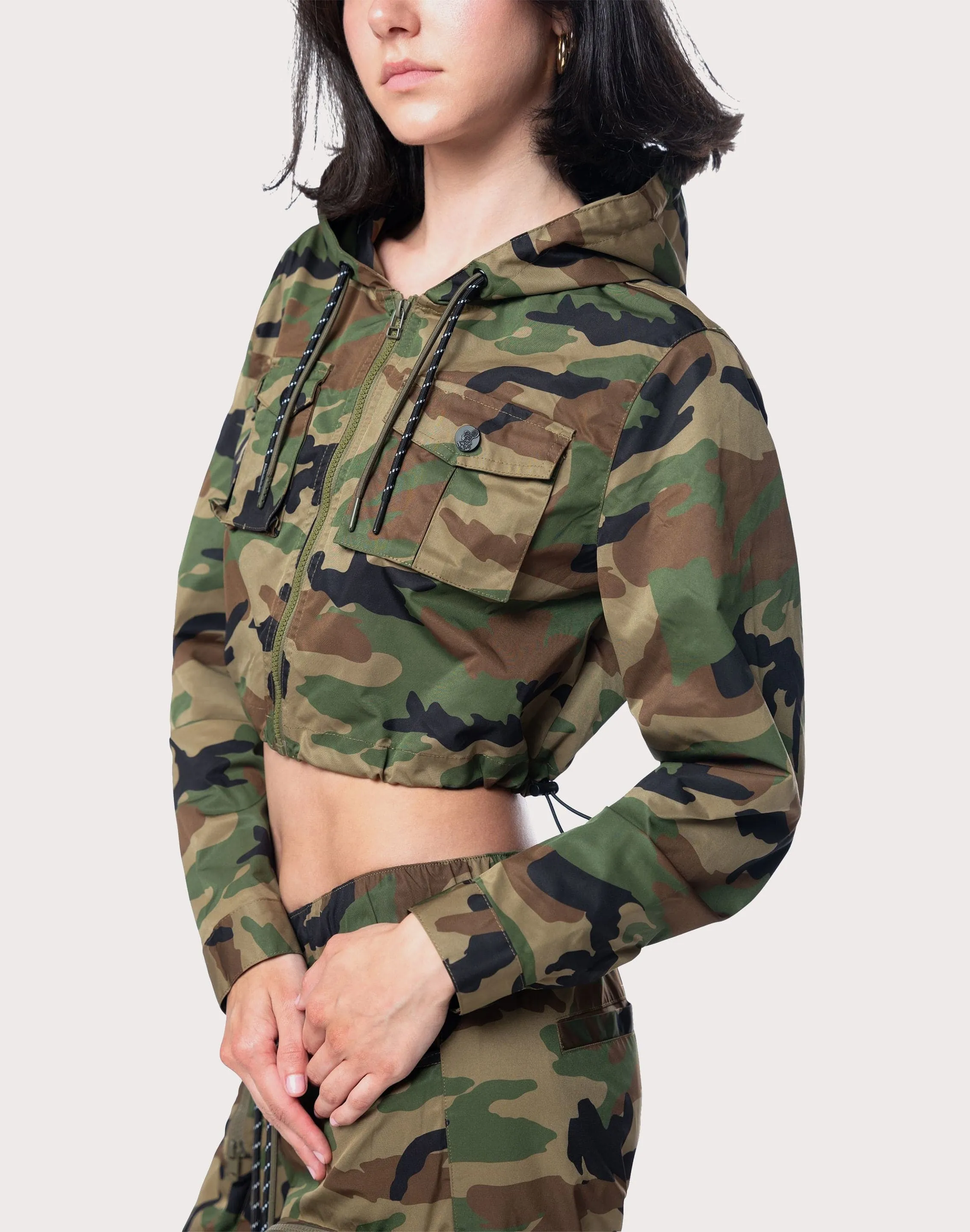 Grindhouse Nylon Cropped Camo Jacket Sheer Fit Recycle Glow