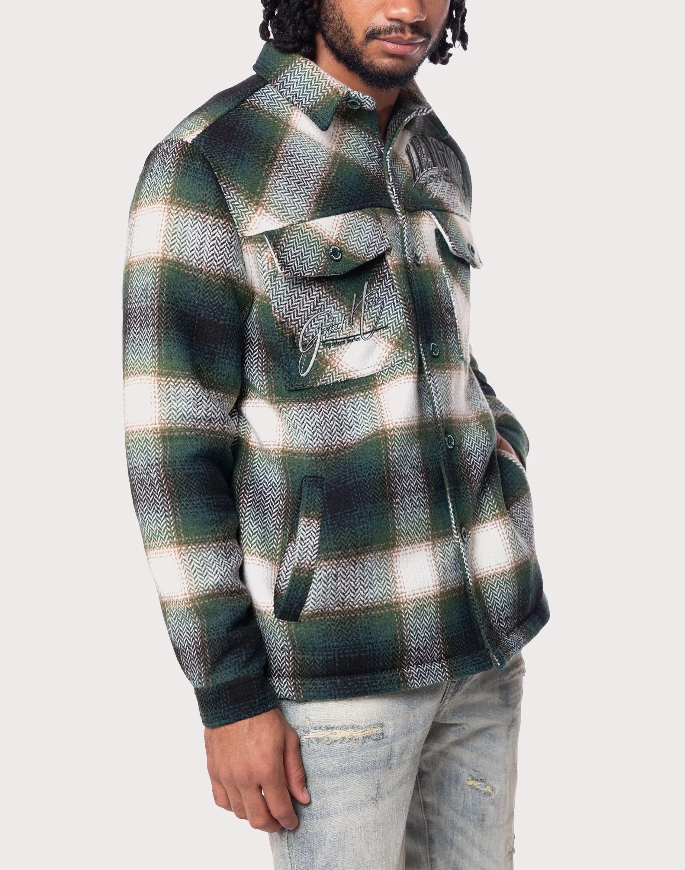 Digital Glow CompactWeave Grindhouse Plaid Shacket