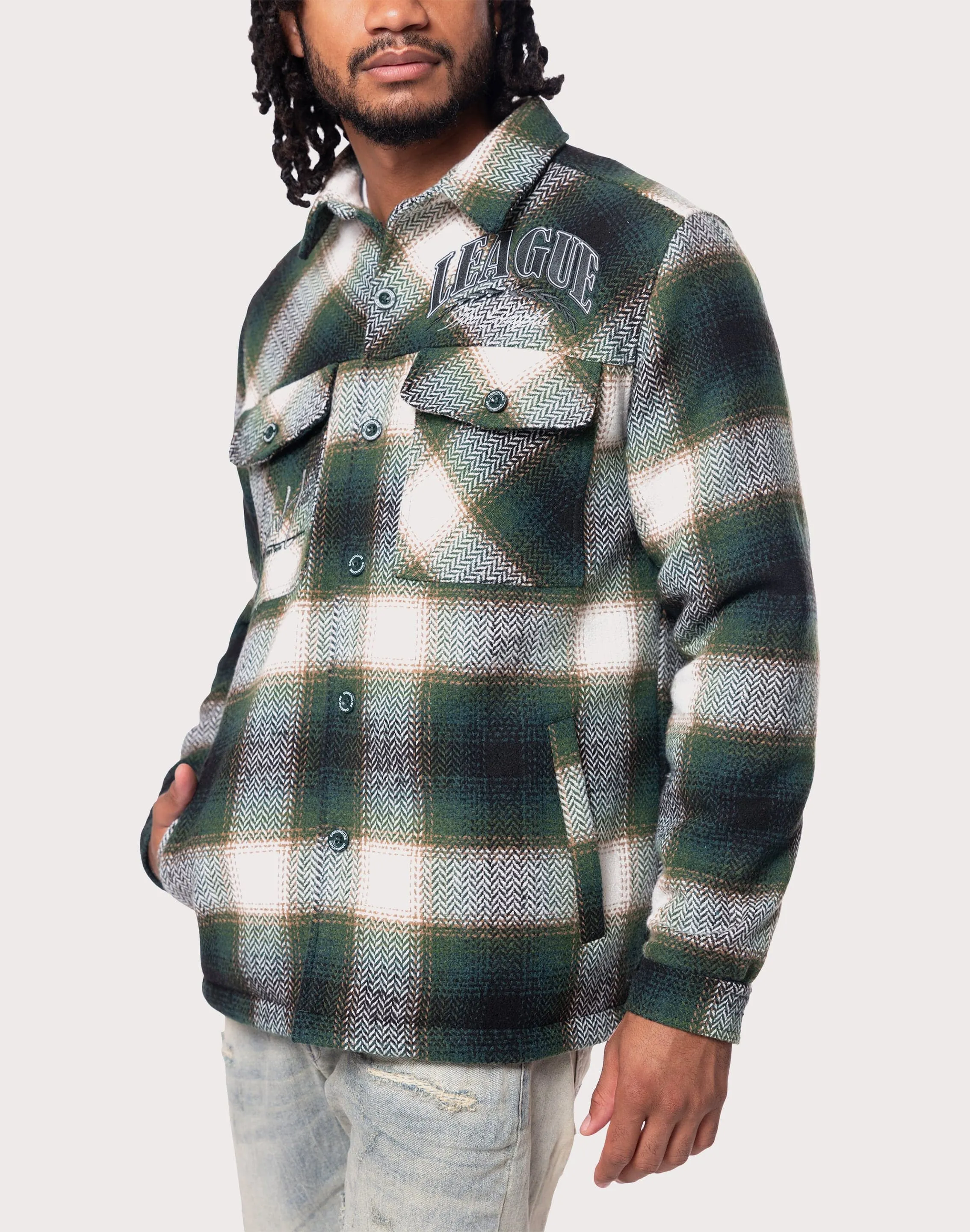 Grindhouse Plaid Shacket Sky Mood