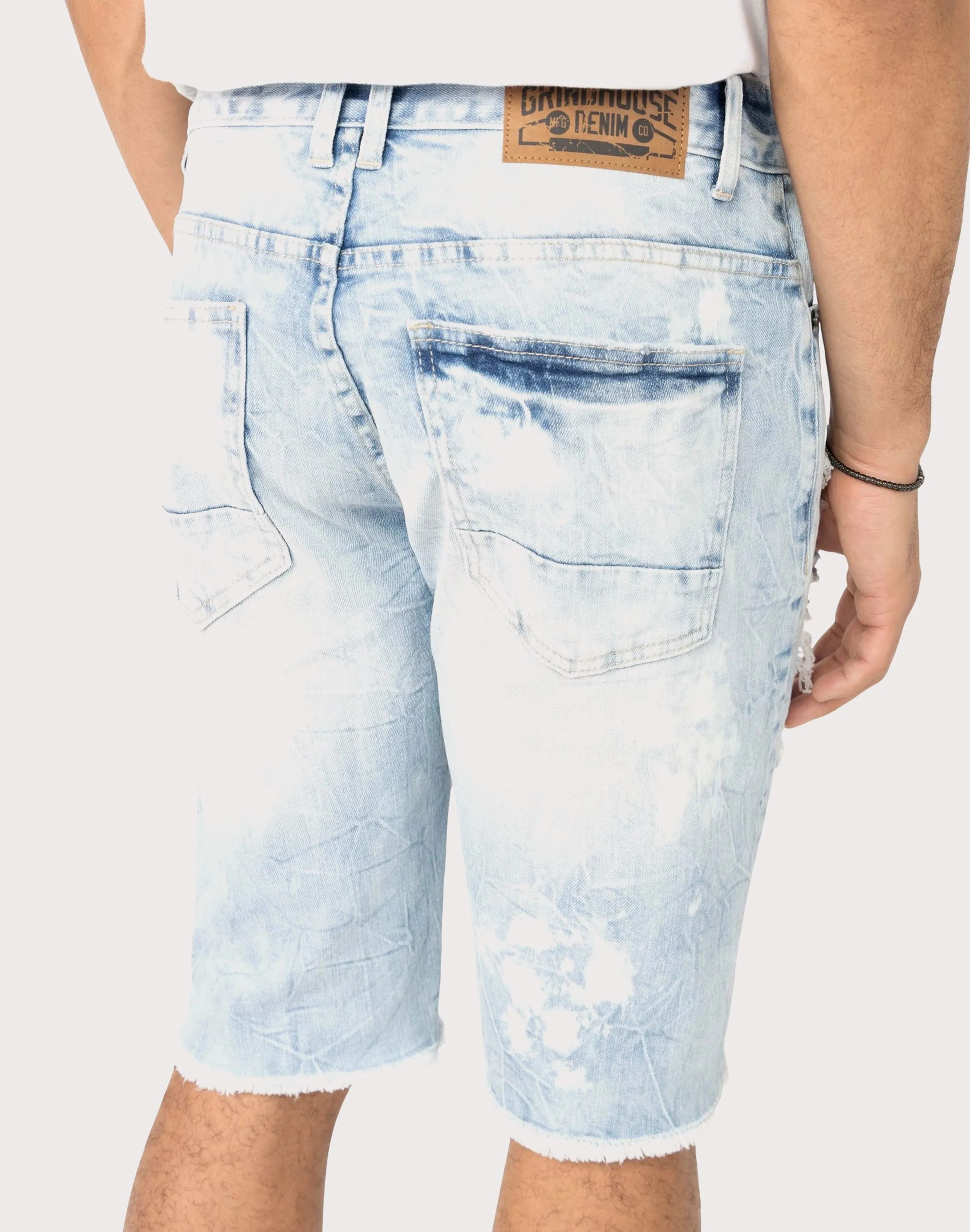 Grindhouse Rip N Repair Denim Shorts HiddenZipperClosure Ice Fit