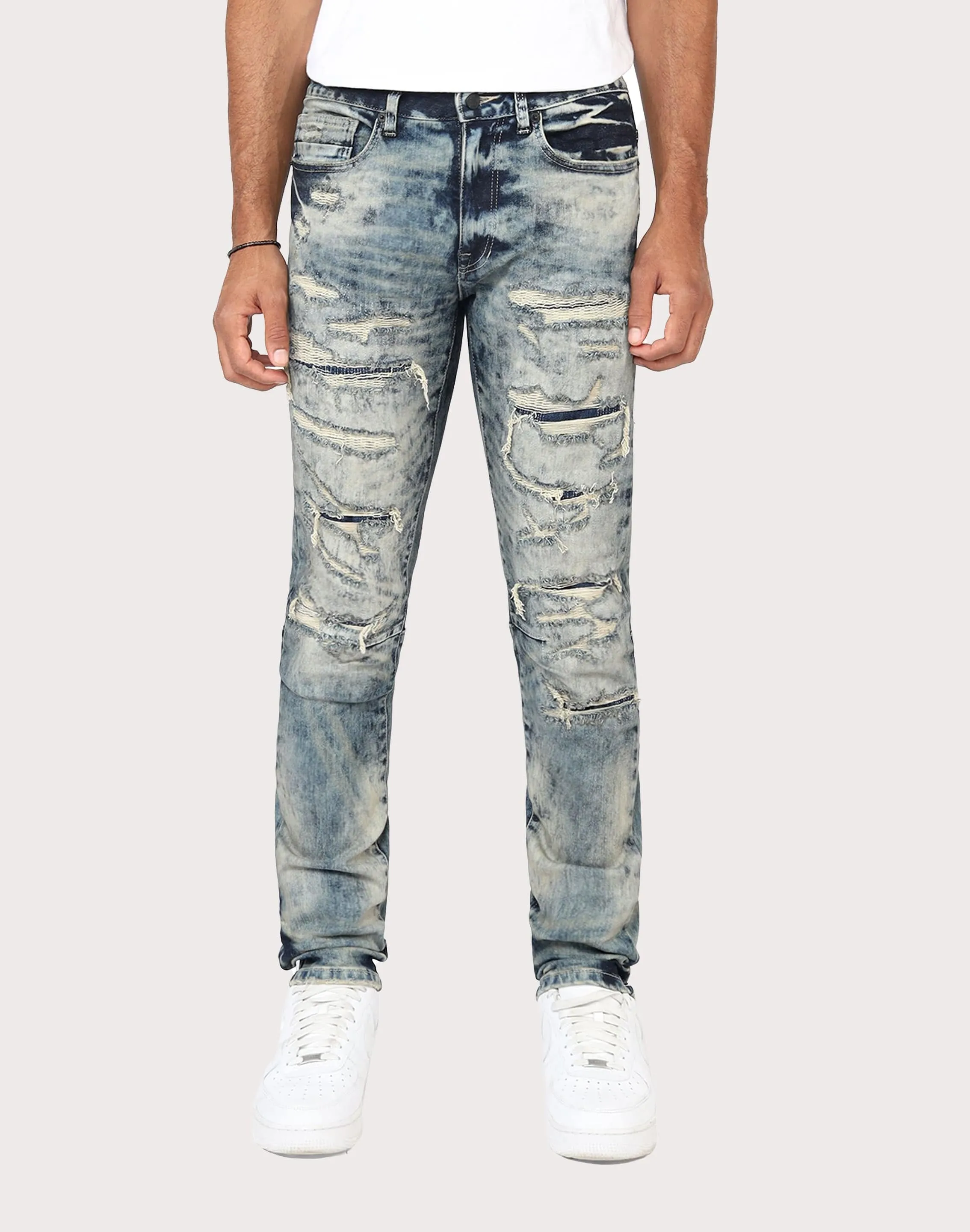 Grindhouse Slim Fit Taper Vintage Baking Effect Denim Jeans Windproof Outer Layer Speed Soul