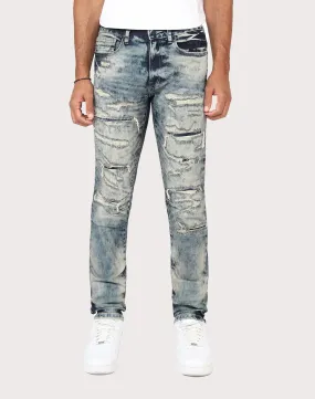 Grindhouse Slim Fit Taper Vintage Baking Effect Denim Jeans Windproof Outer Layer Speed Soul