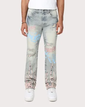 Grindhouse Straight Fit Flame Mechanical Denim Jeans Metro Edge