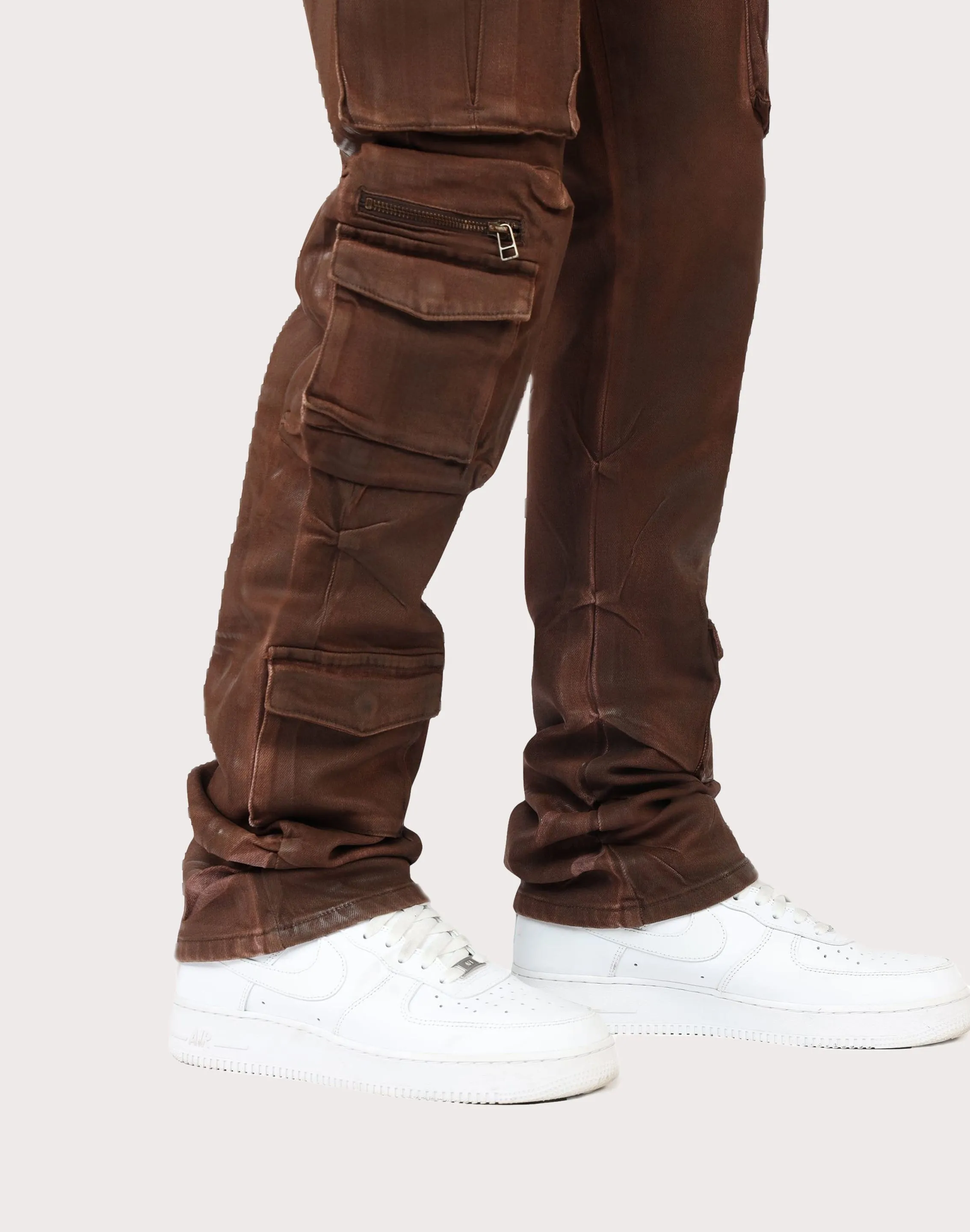 Breathable Stretch Fabric Grindhouse Straight Fit Waxed Cargo Jeans