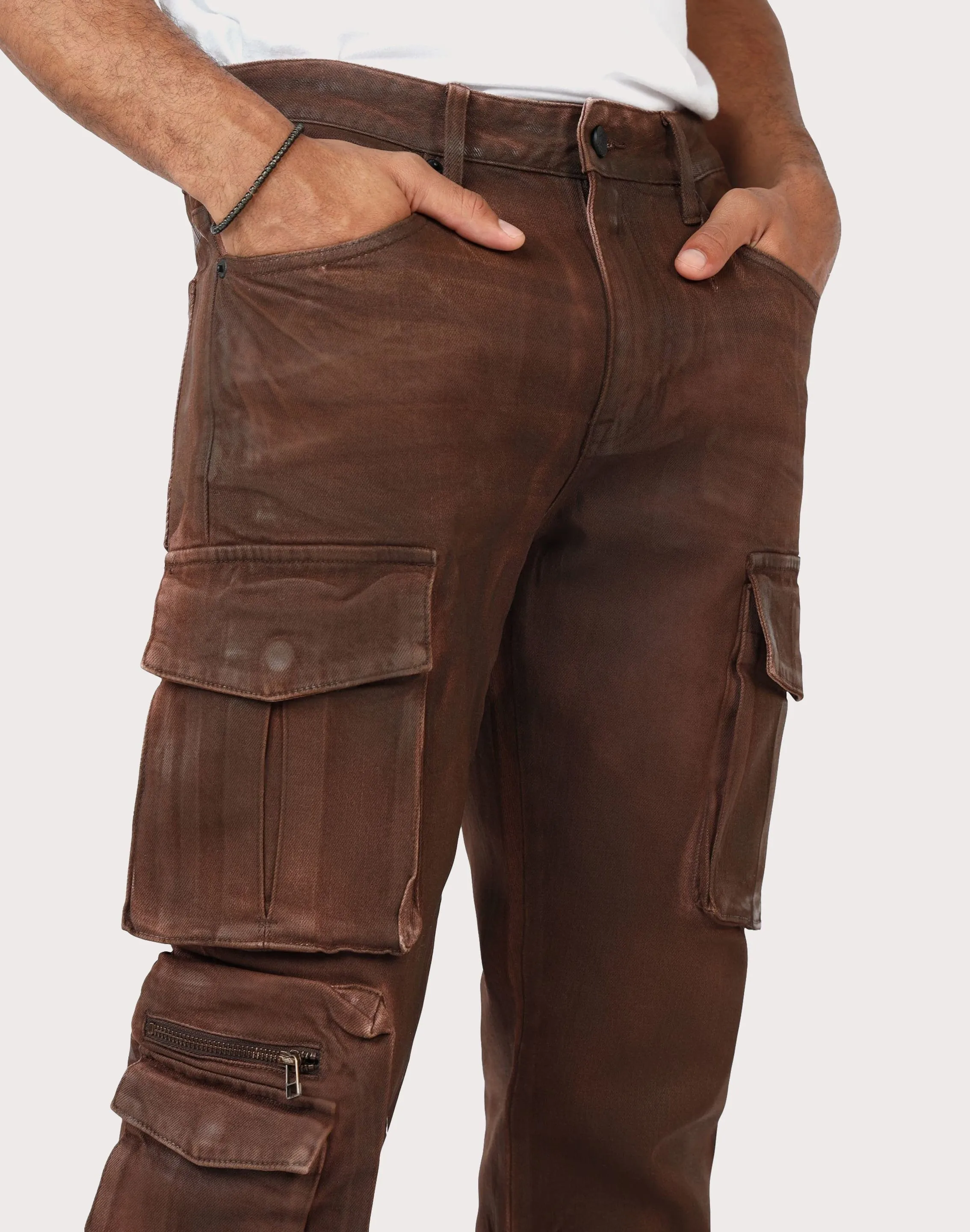 Grindhouse Straight Fit Waxed Cargo Jeans NonBindingCollar