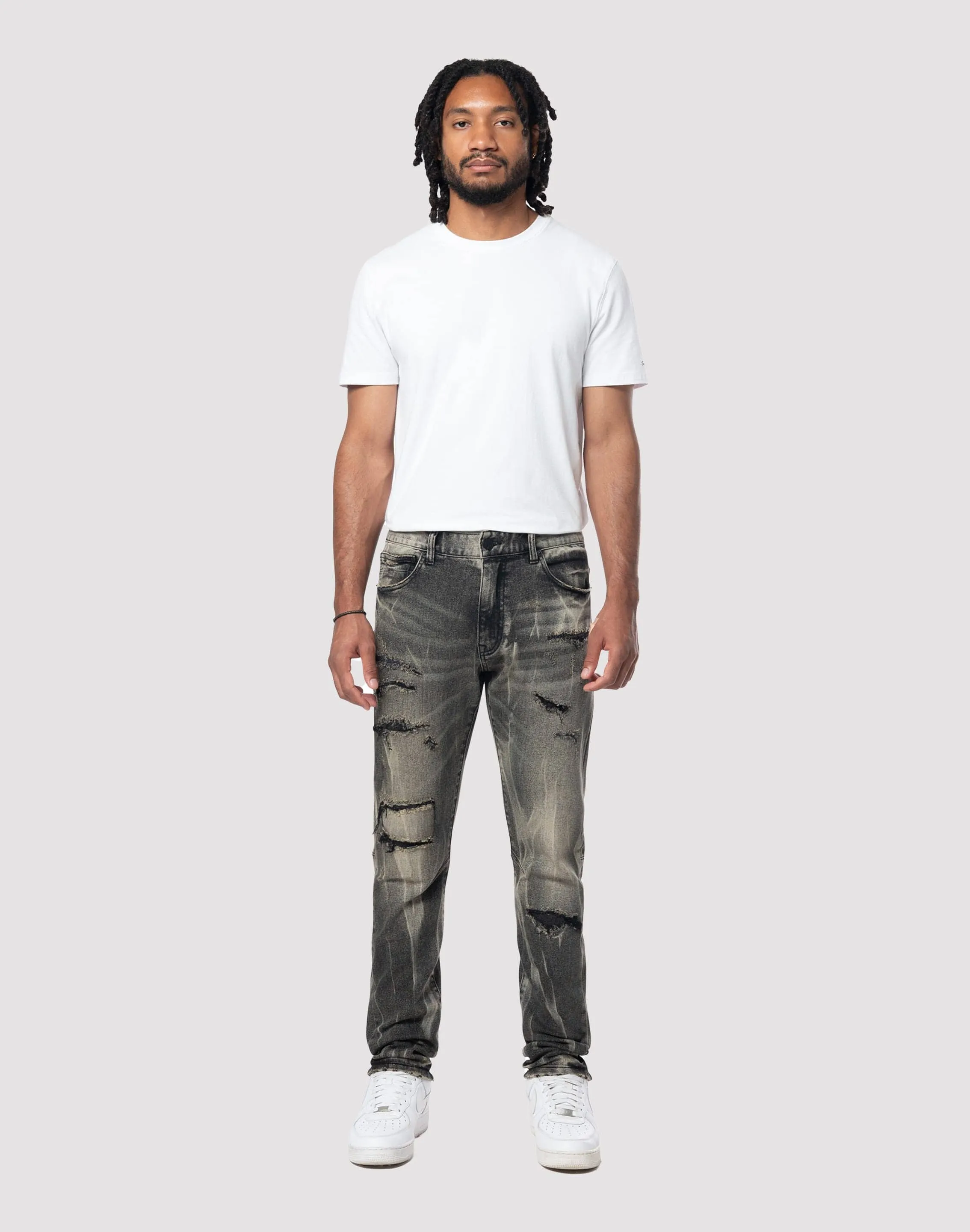 Grindhouse Streaked Slim Fit Jeans Breathable mesh