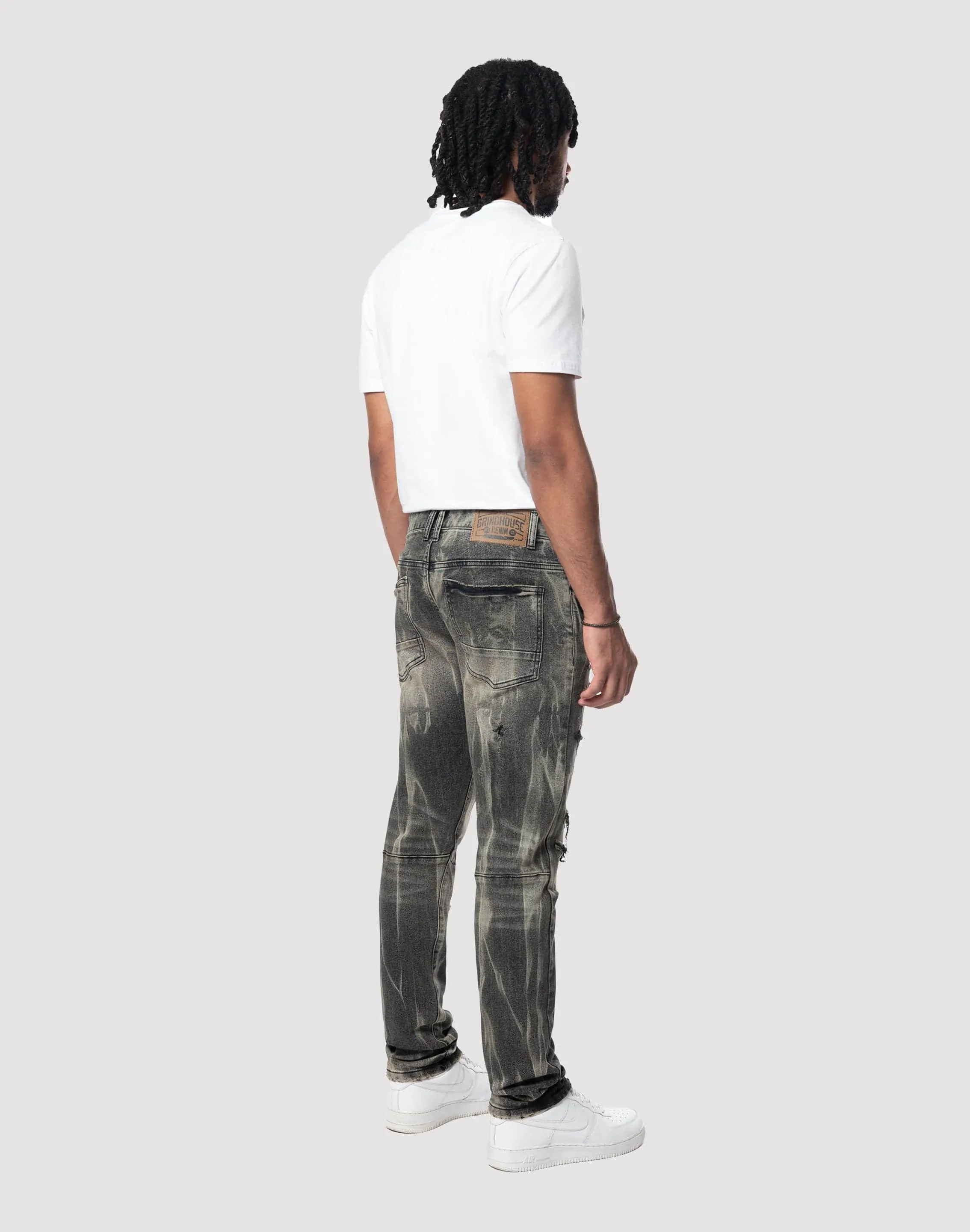 Matte Tone Grindhouse Streaked Slim Fit Jeans
