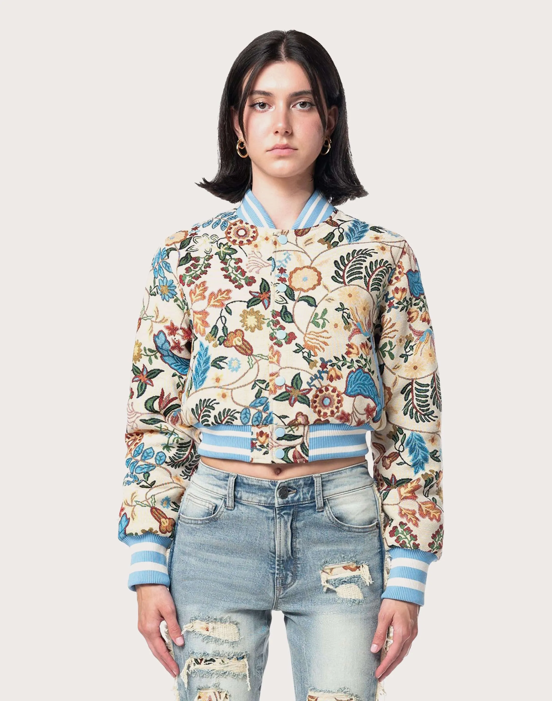 Tencel Blend Fabric Grindhouse Tapestry Varsity Jacket