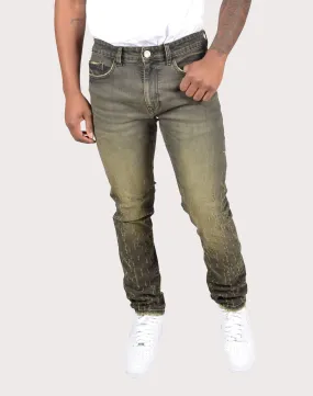 Strong Glow Gloss Fit Grindhouse Tinted Slim Scratched Denim Jeans