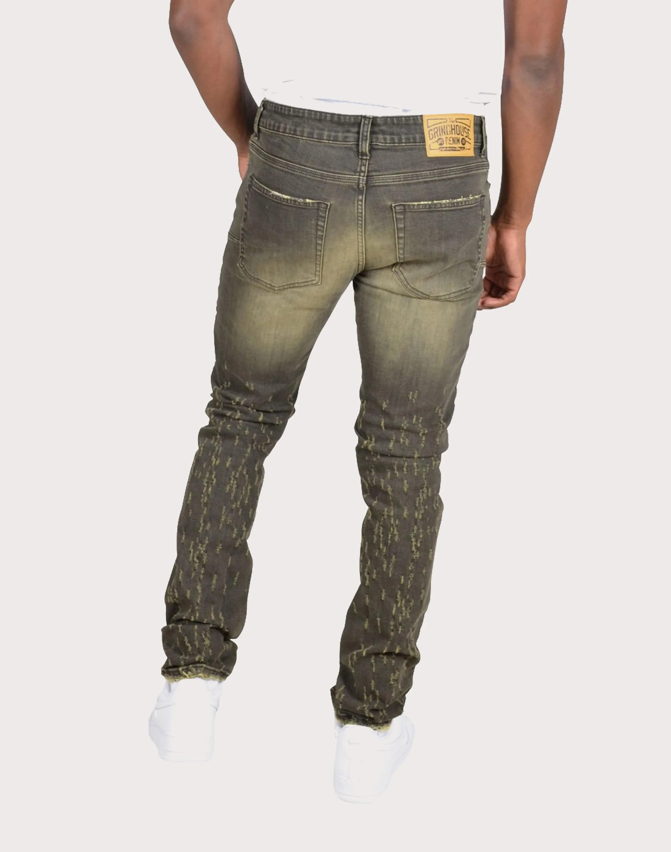 Fairy Touch Grindhouse Tinted Slim Scratched Denim Jeans