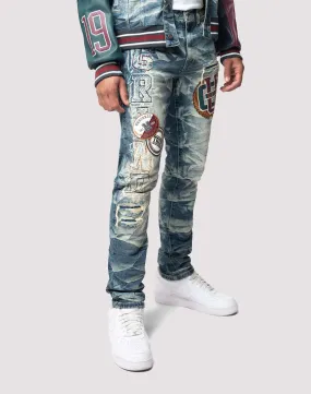 Clear Glow Grindhouse Varsity Slim Fit Alley Jeans