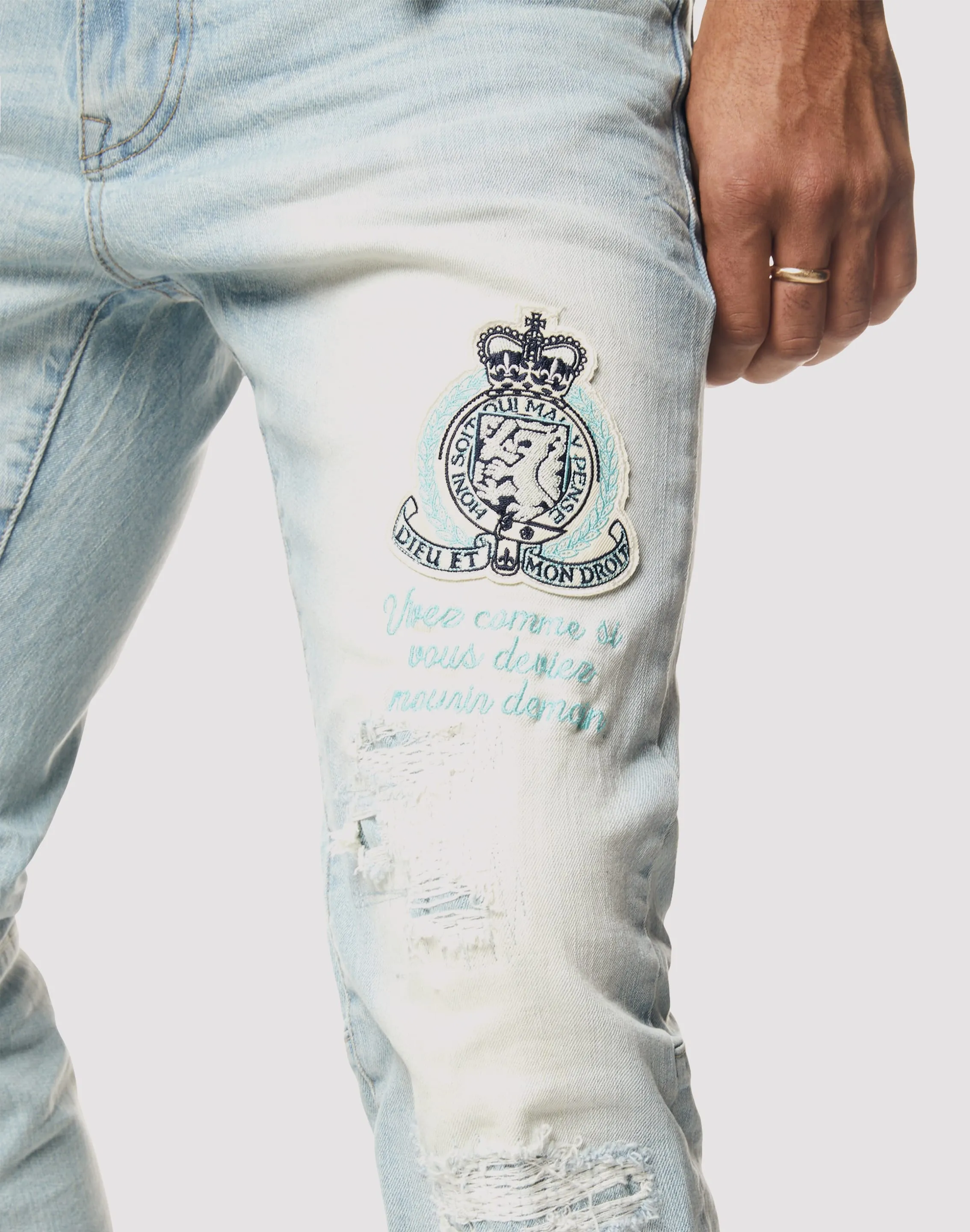Grindhouse Varsity Slim Fit Speckle Jeans LowMaintenanceMaterial Compression Fit