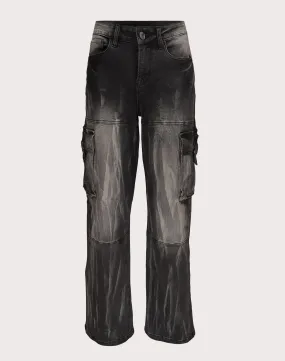 Holiday Glow Sport Ease Grindhouse Wide Leg Cargo Denim Black Jeans