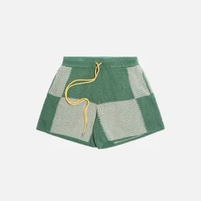 CHECKER CROCHET SHORT - SAGE Japan Neat Basic Core