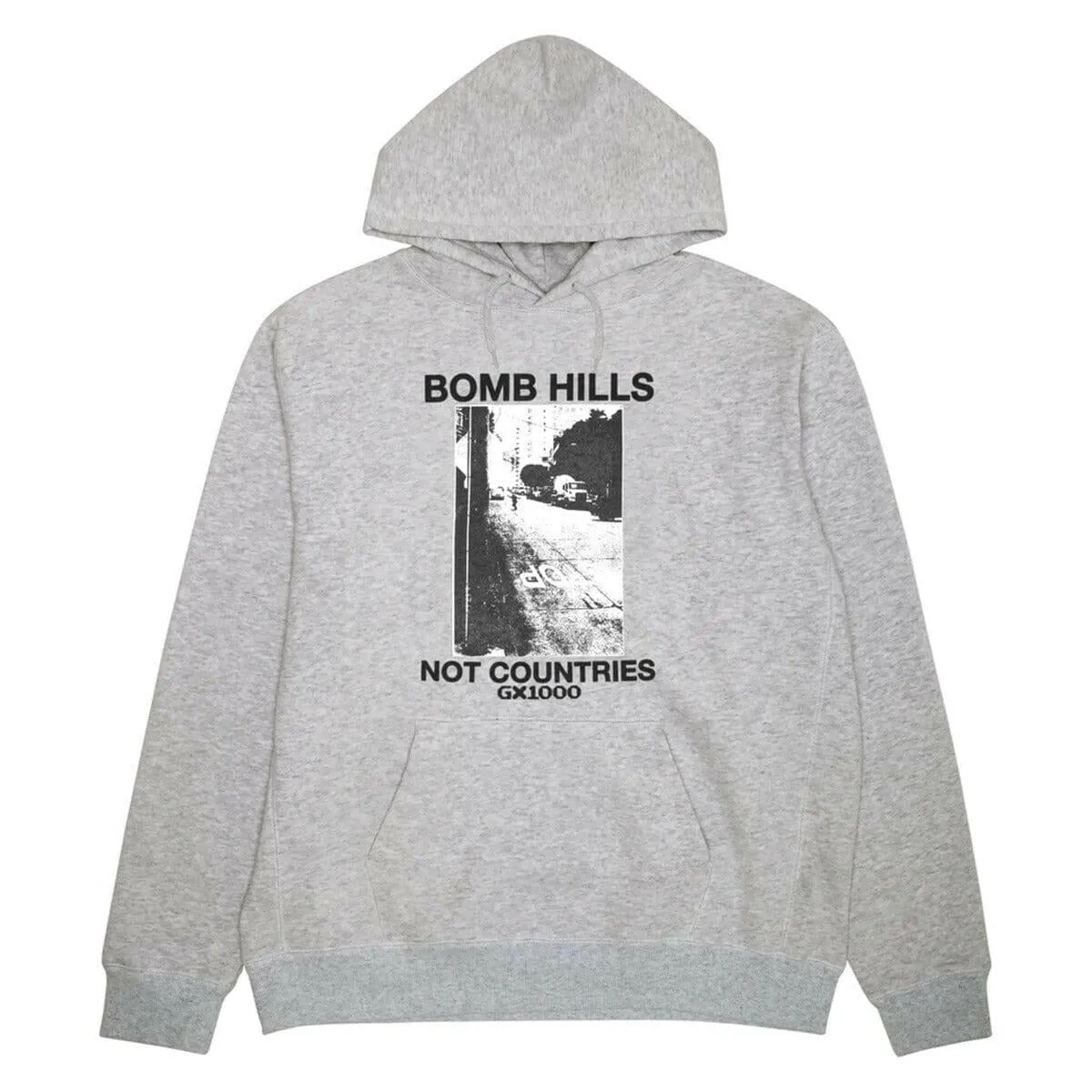 GX1000 - Bomb Hills Not Countries Hoodie Grey/Black Everyday Comfort