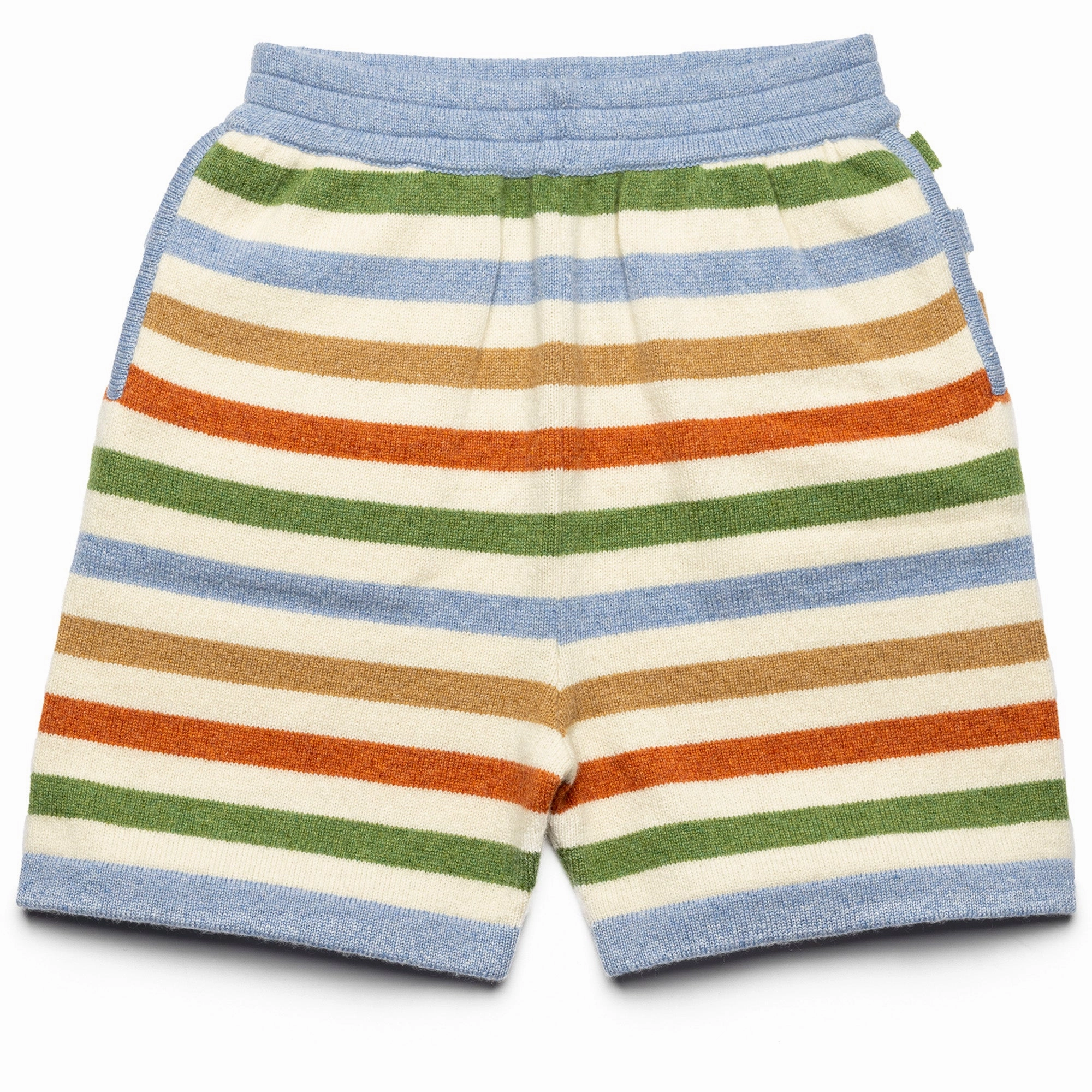 Biodegradable Material Option Harden Striped Shorts - Blue/Camel/Green/Orange