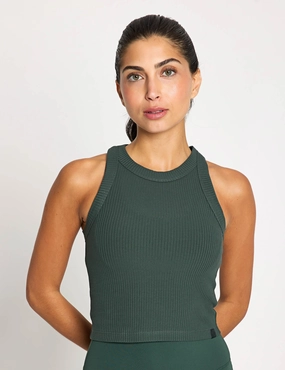 Breathable Design Harmony Ribbed Tank - Deep Green