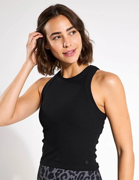 Odor Resistant Material Athletic Fit Harmony Tank Top - Black Rib
