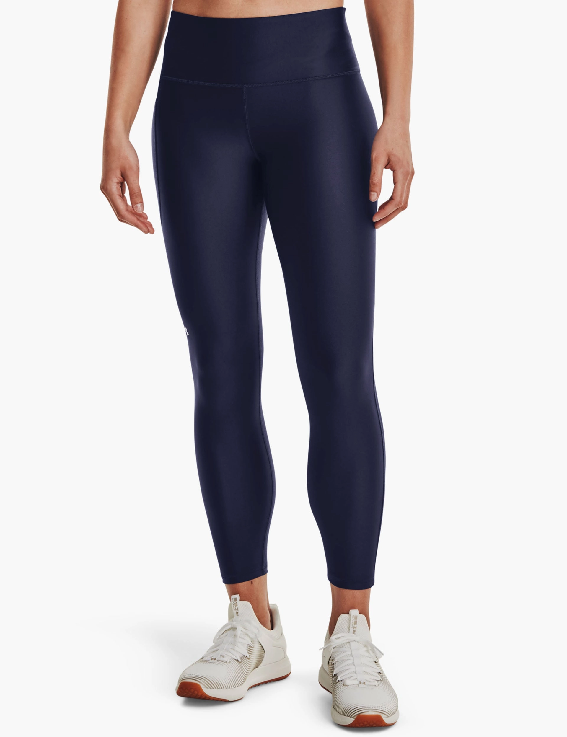 Tall Fit Studio Practice Extra Soft Fitness Lover HeatGear Armour No-Slip Waistband Ankle Leggings - Midnight Navy/White