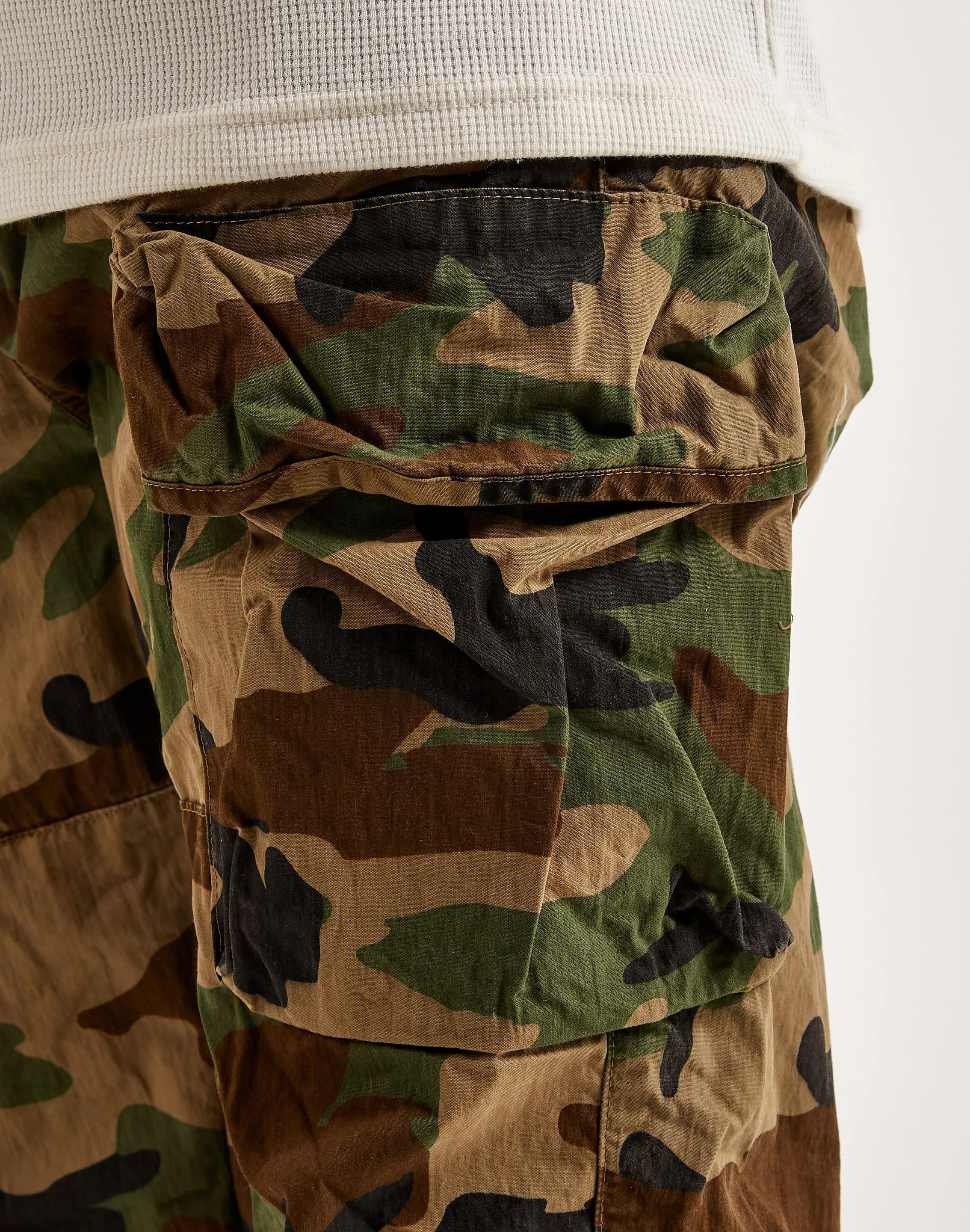 Smooth Yarn StretchPaneling Smoke Rise Utility Peach Nylon Cargo Pants