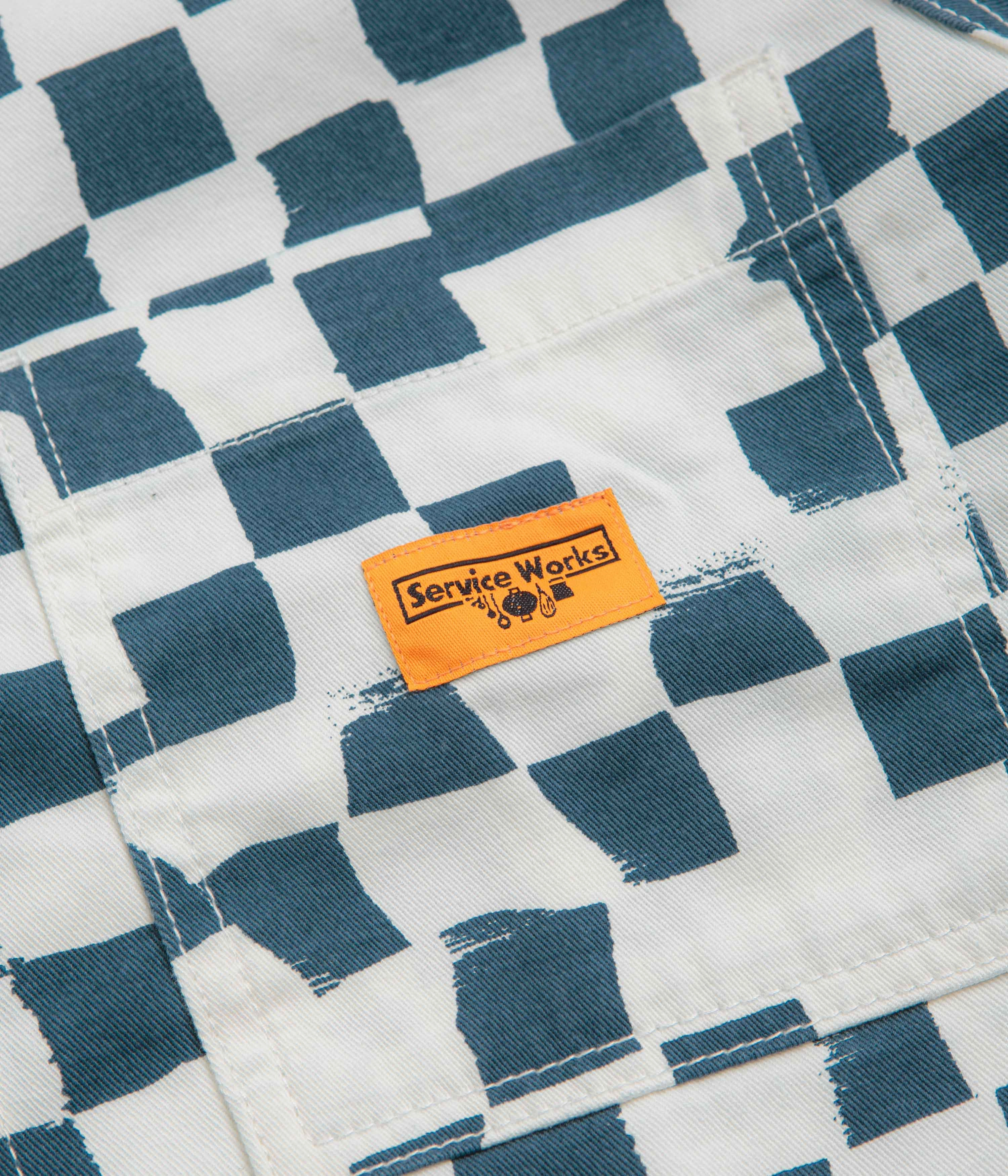 Introduce Wedding Service Works Drill Printed FOH Jacket - Teal Checker