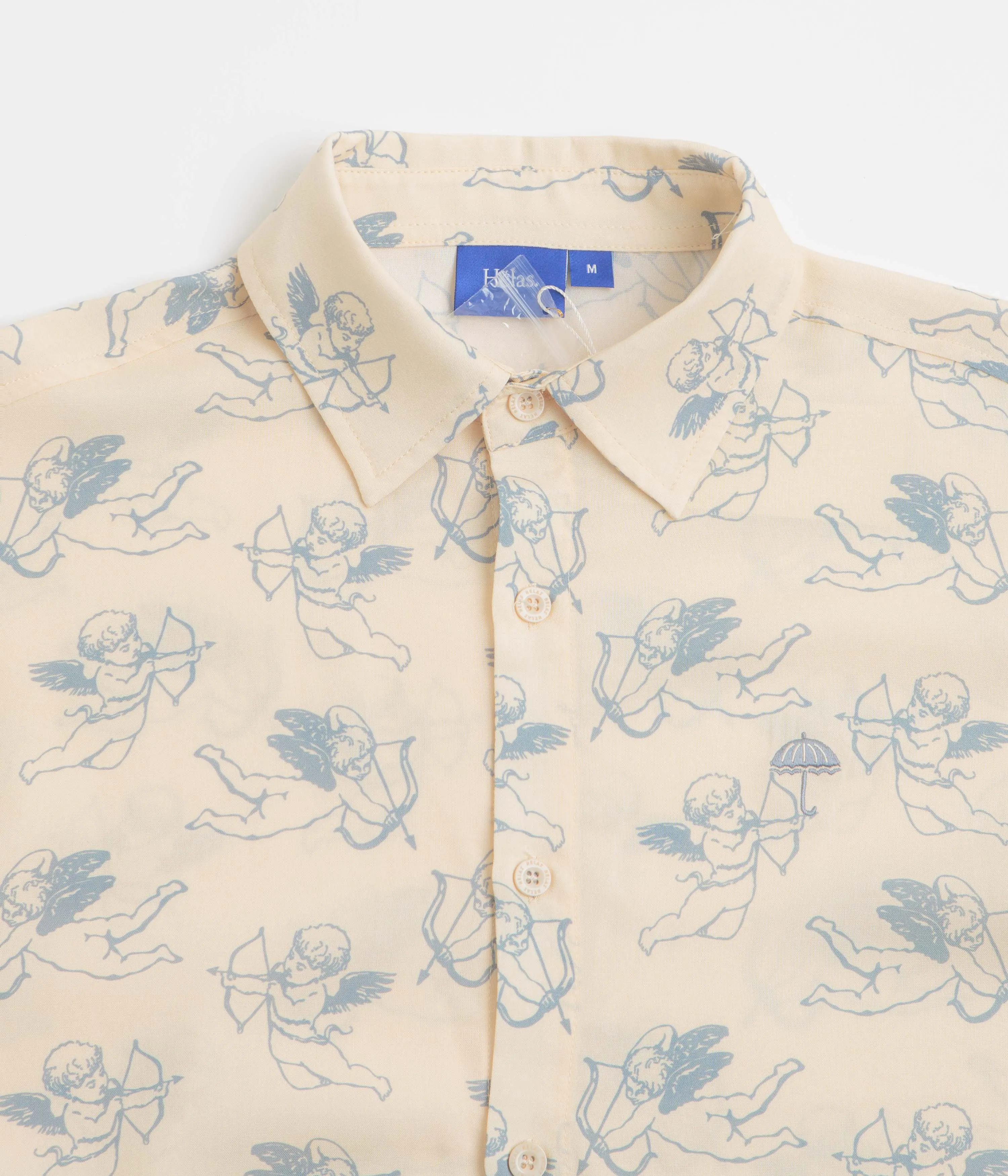 Subtle Print Helas Angels Short Sleeve Shirt - Beige