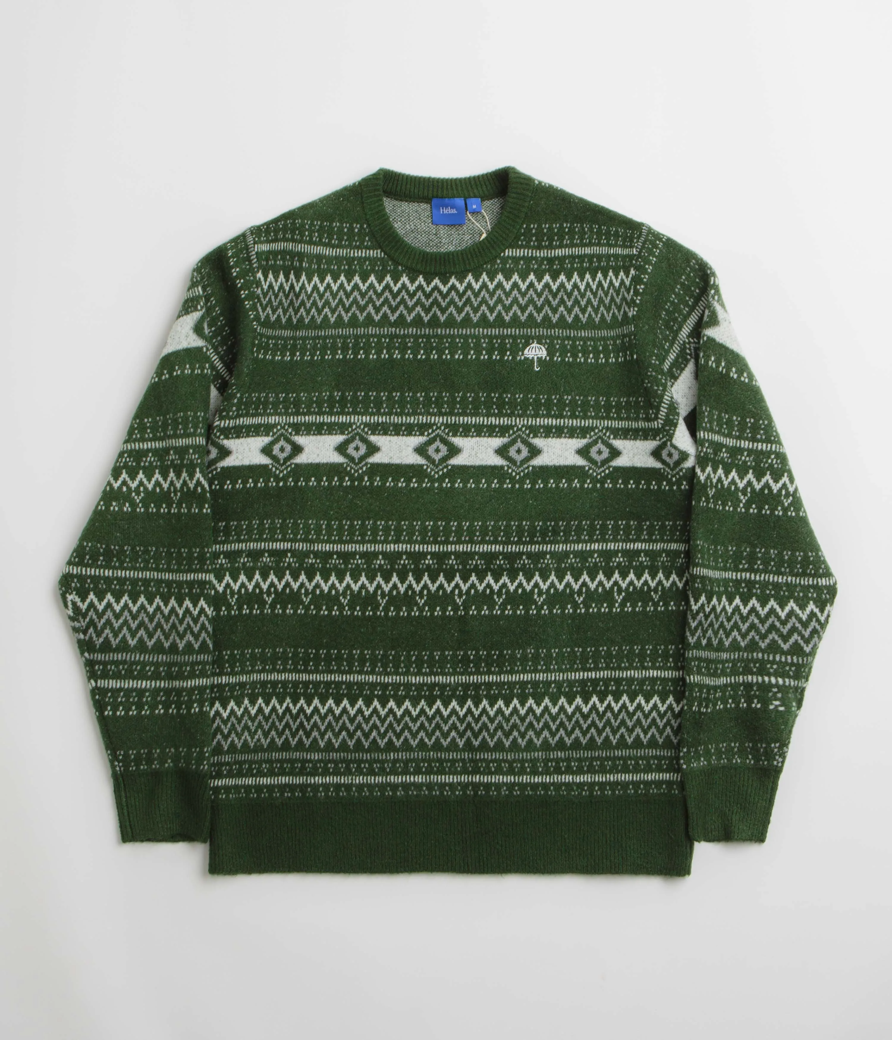 Mesh Lining Helas Chalet Crewneck Sweatshirt - Green