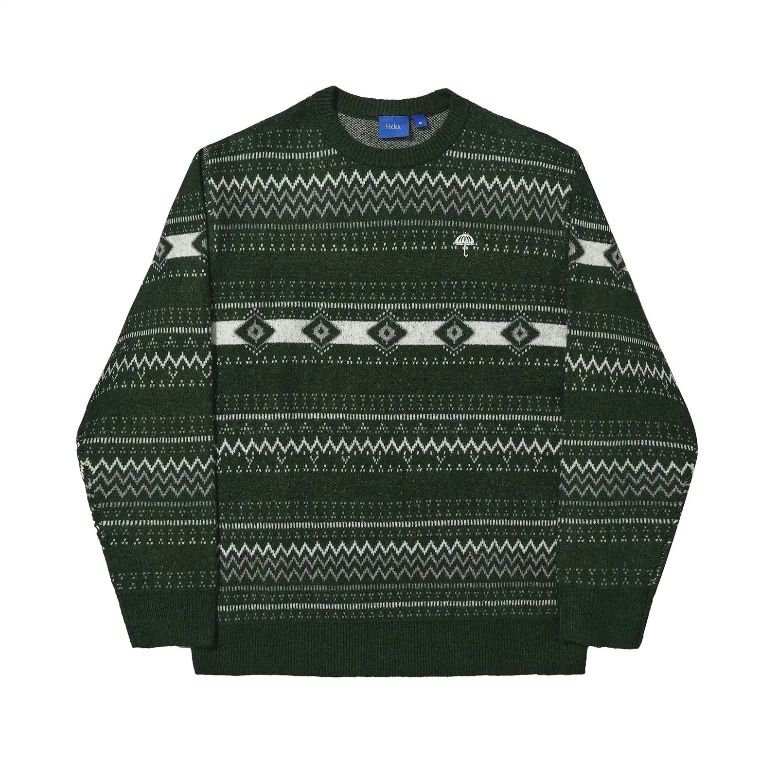 Chic Layer goes with boots Helas Chalet Knit Crewneck Sweat - Green