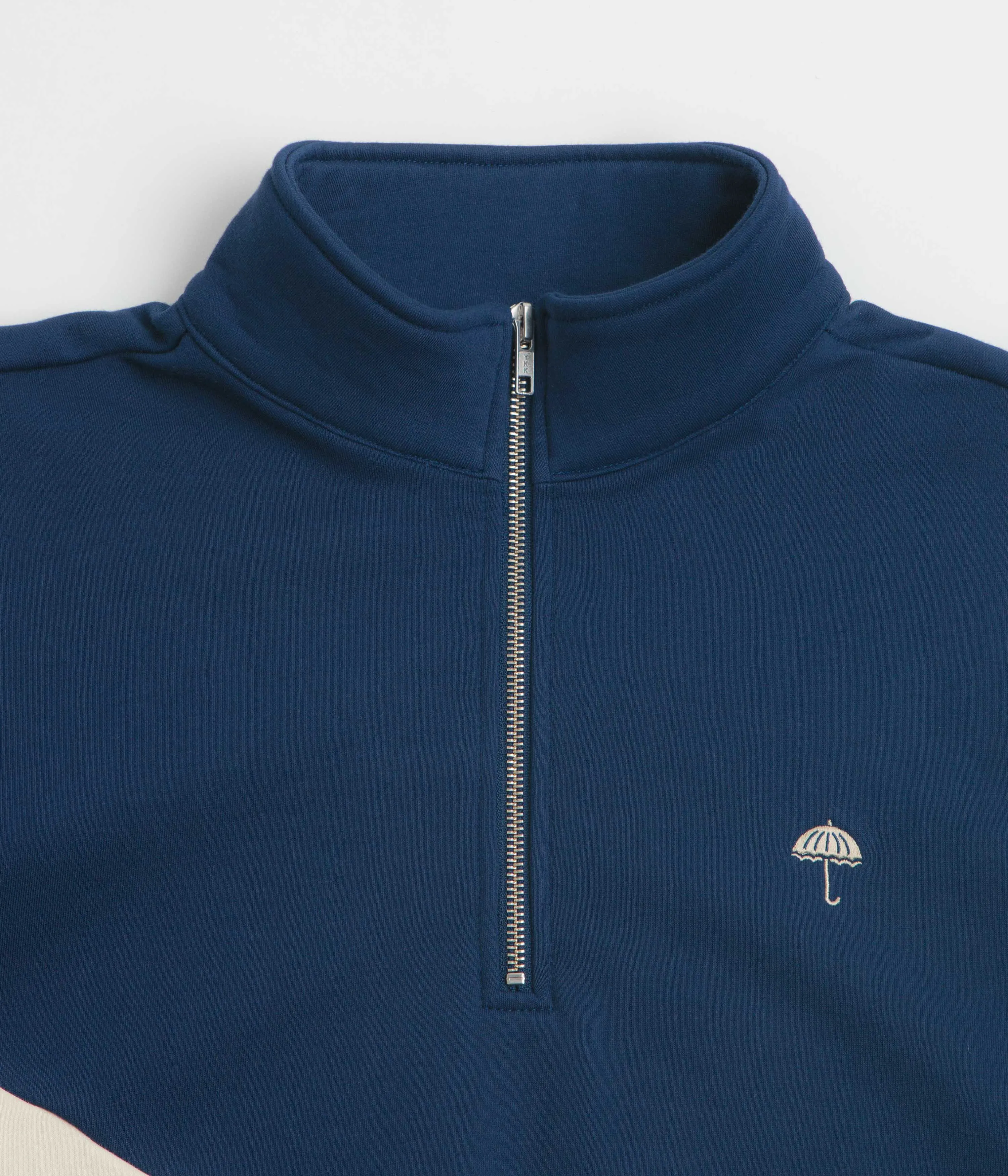 non hooded Helas Forma Quarter Zip Sweatshirt - Navy / Beige