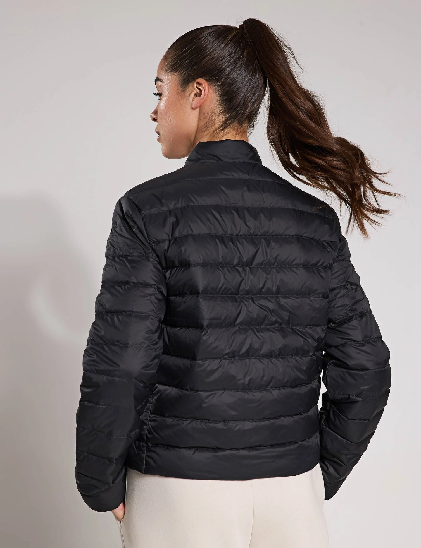 Smooth Flat Collar Helionic Light Down Jacket - Black