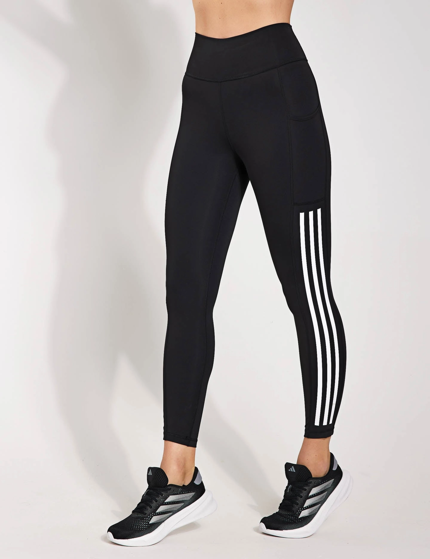 Optime 3-Stripes Full-Length Leggings - Black Perfect Fit Four Way
