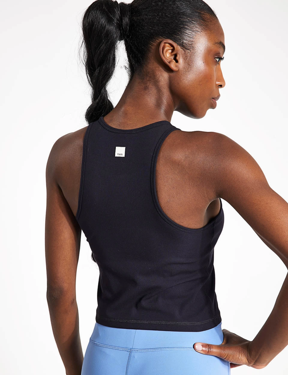 Antibacterial Fiber Blend Taped Necklines Pose Plyo Tank - Black
