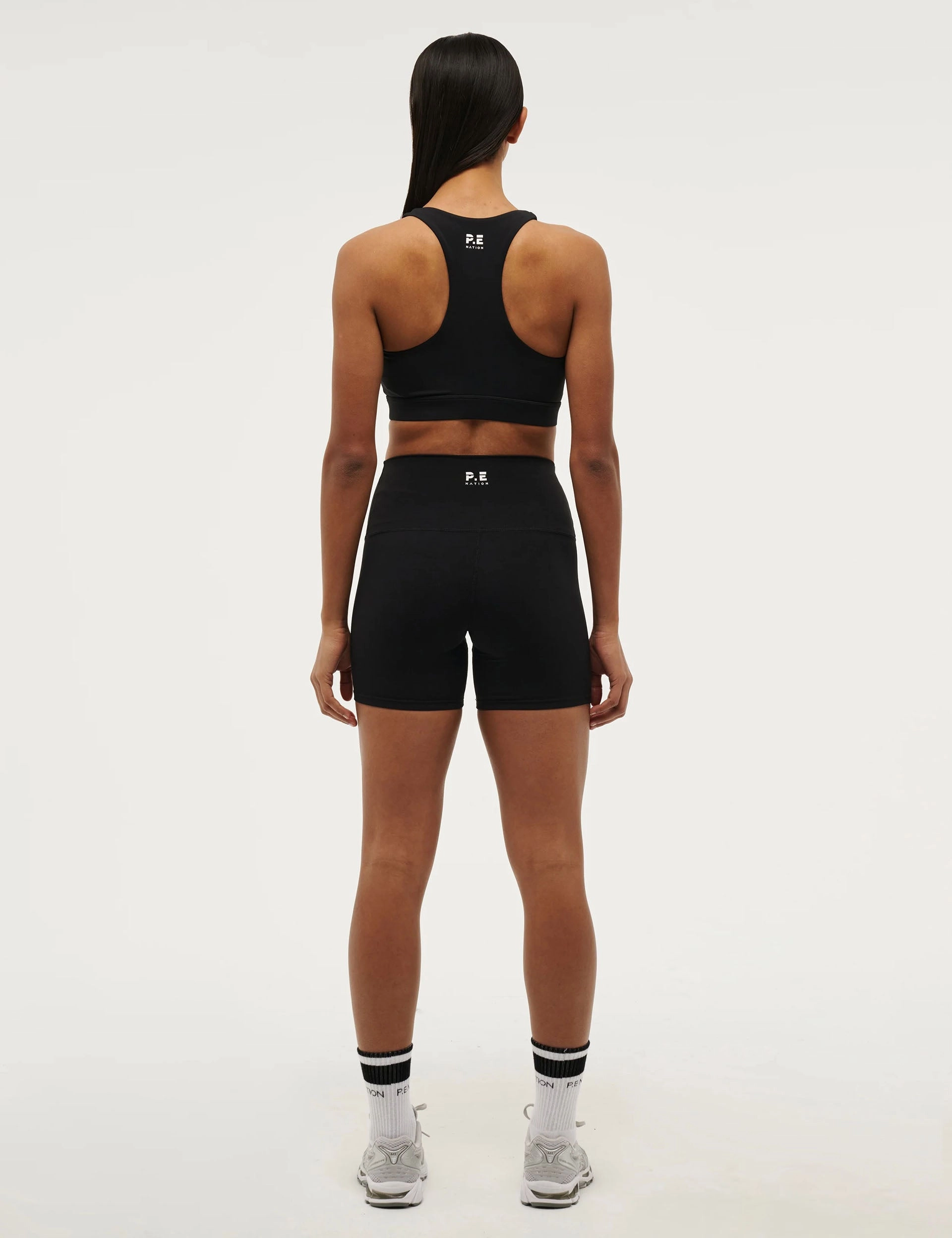 High Waist Ergonomic Panel Design Frequency 5" Bike Short - Black