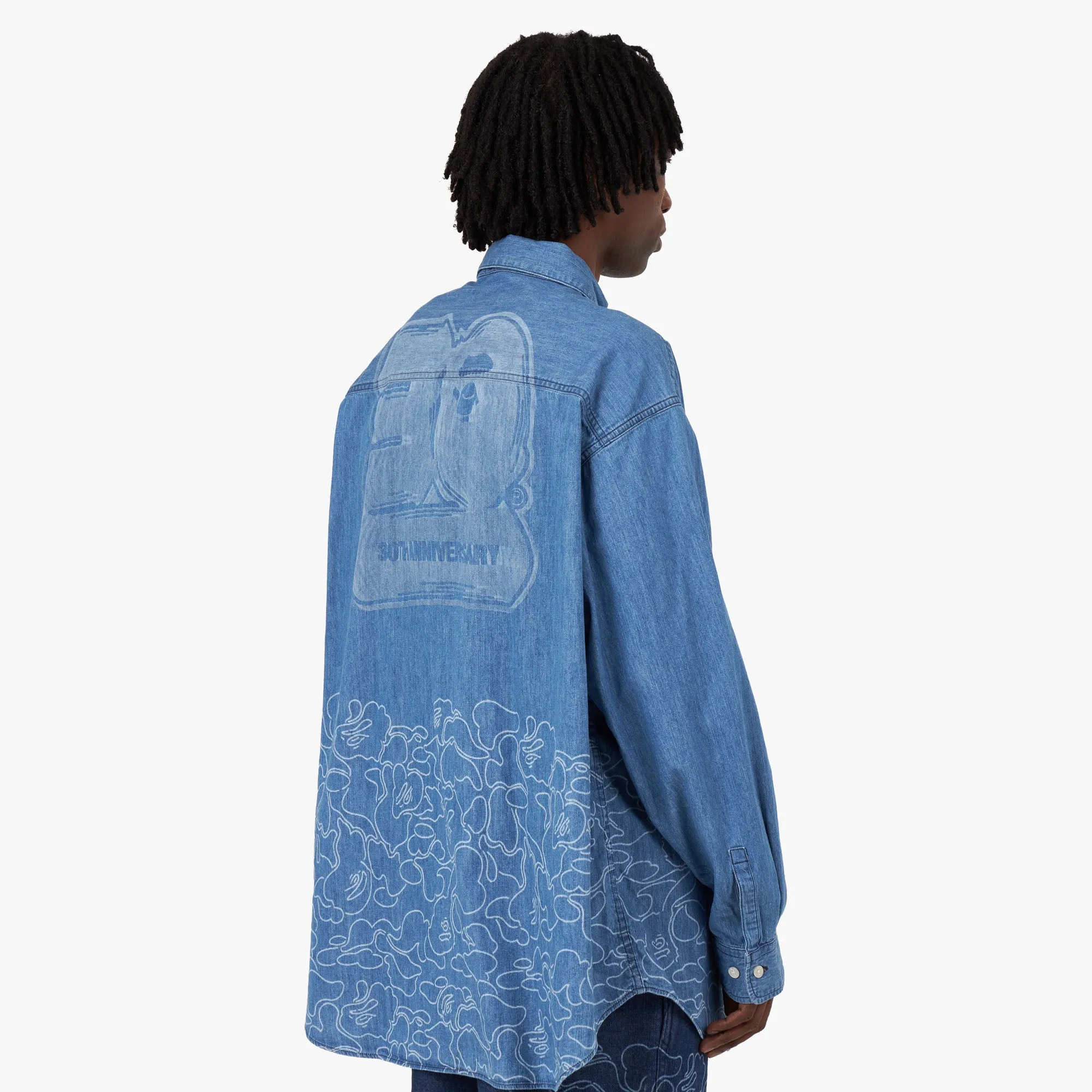 BAPE 30th Anniversary Denim Shirt / Light Indigo Thermoregulating Fabric Abrasion Resistant Edging