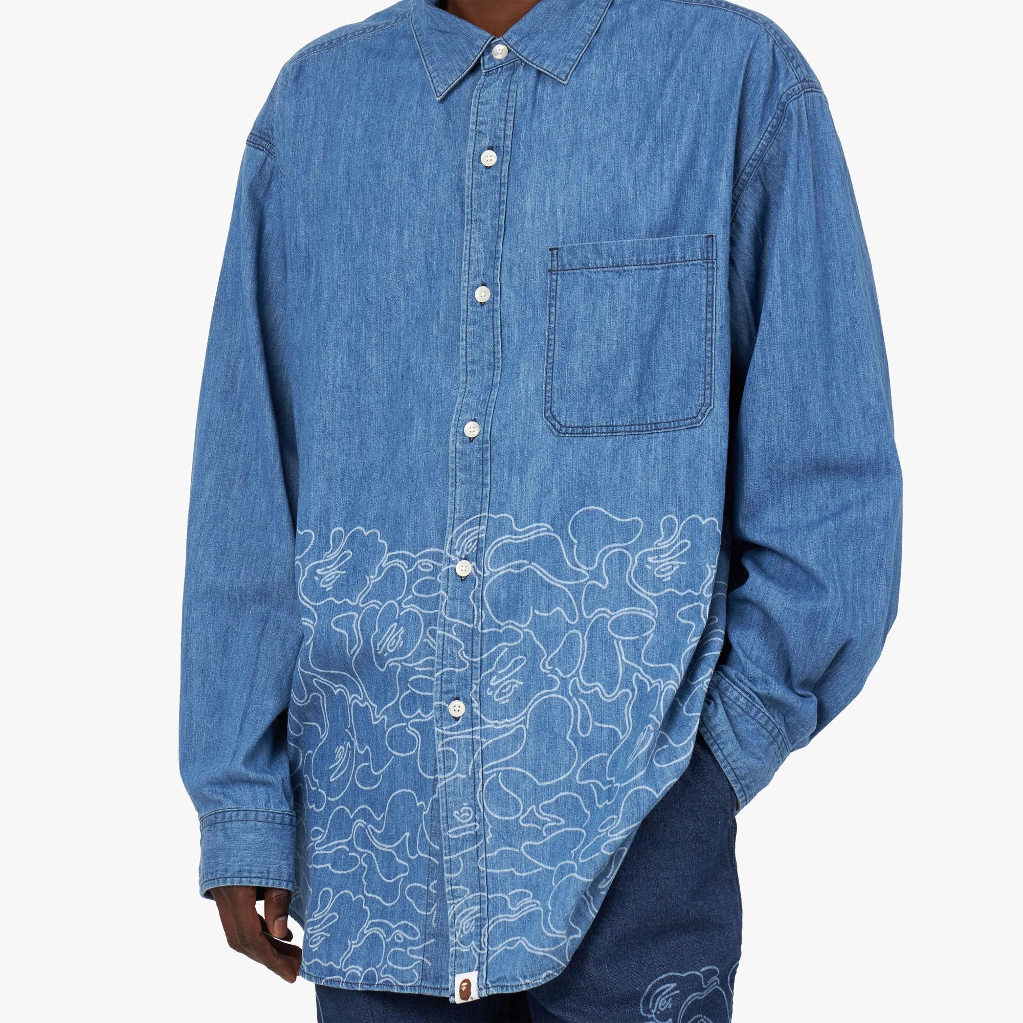 Moisture Wicking Material Urban Style BAPE 30th Anniversary Denim Shirt / Light Indigo