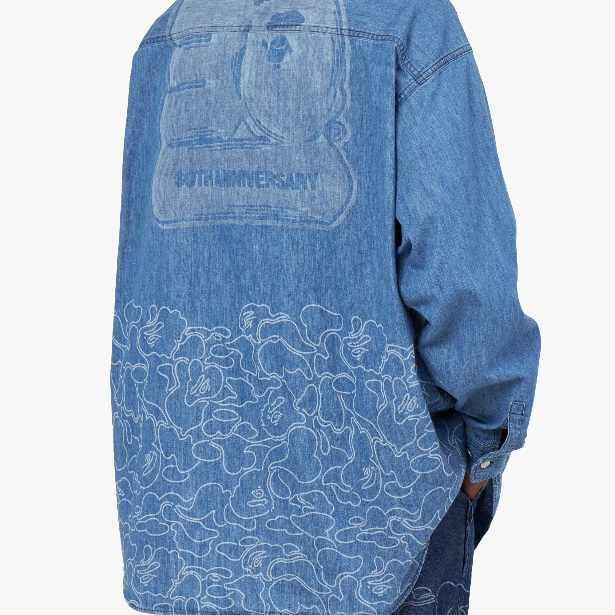 BAPE 30th Anniversary Denim Shirt / Light Indigo Soft Stretch Collar Sustainable Weave