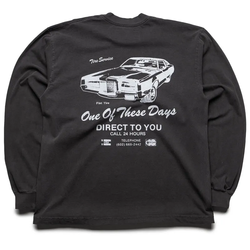 Fade Resistant Dye One Of These Days Tire Service L/S Tee - Washed Black