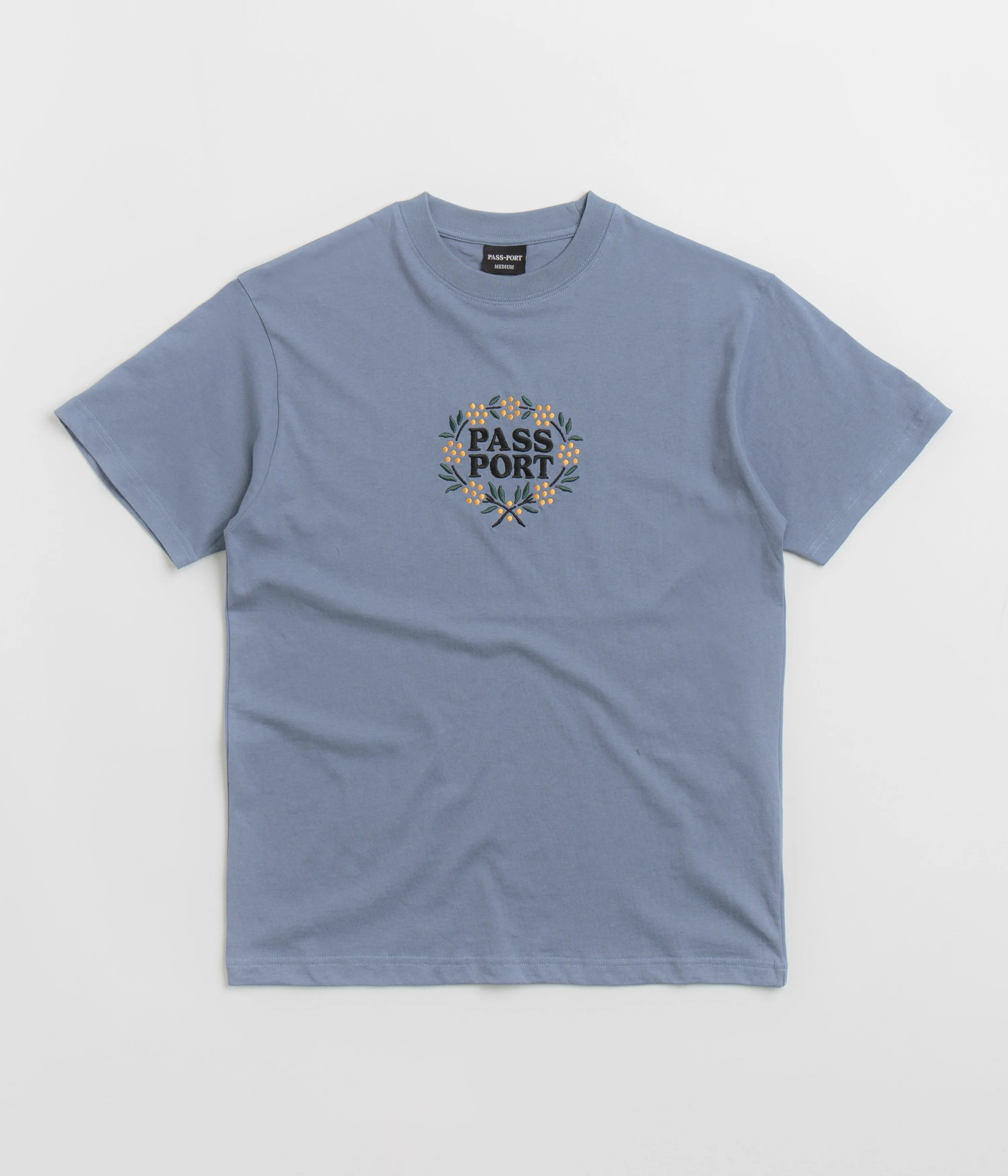 Pass Port Wattle T-Shirt - Stonewash Blue Wrinkle Resistant Finish tank top