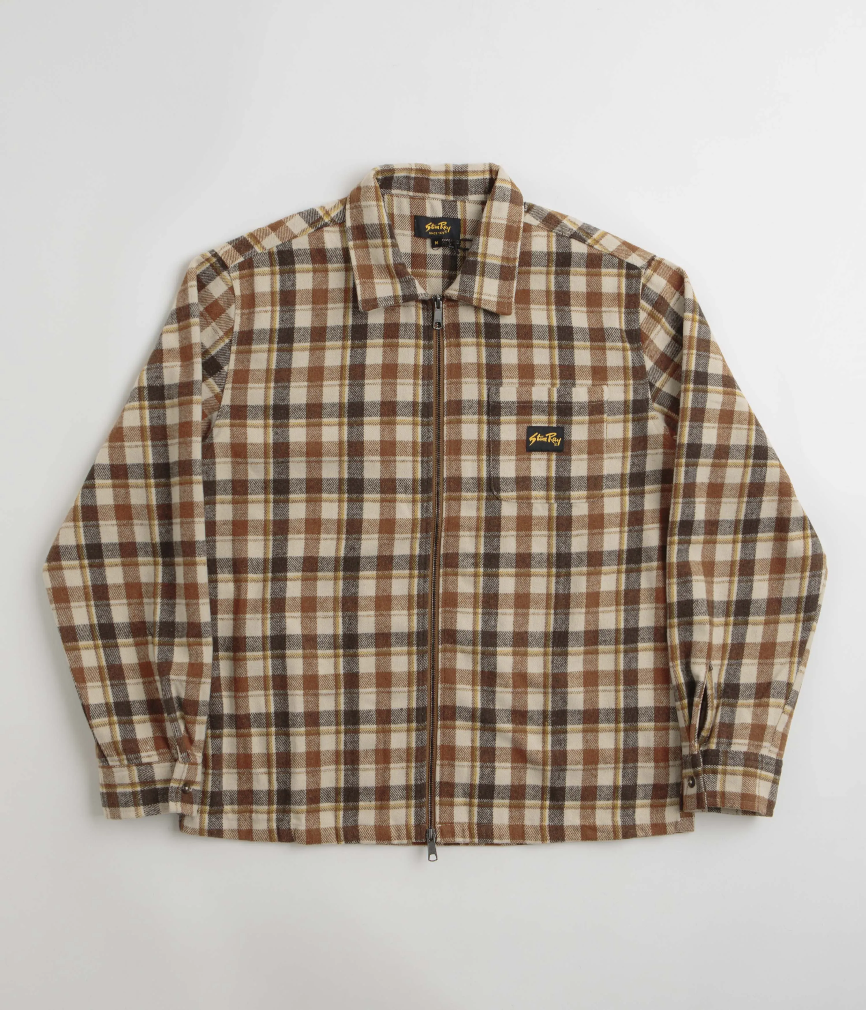 Travel-friendly Stan Ray Zip Shirt - Tan Plaid