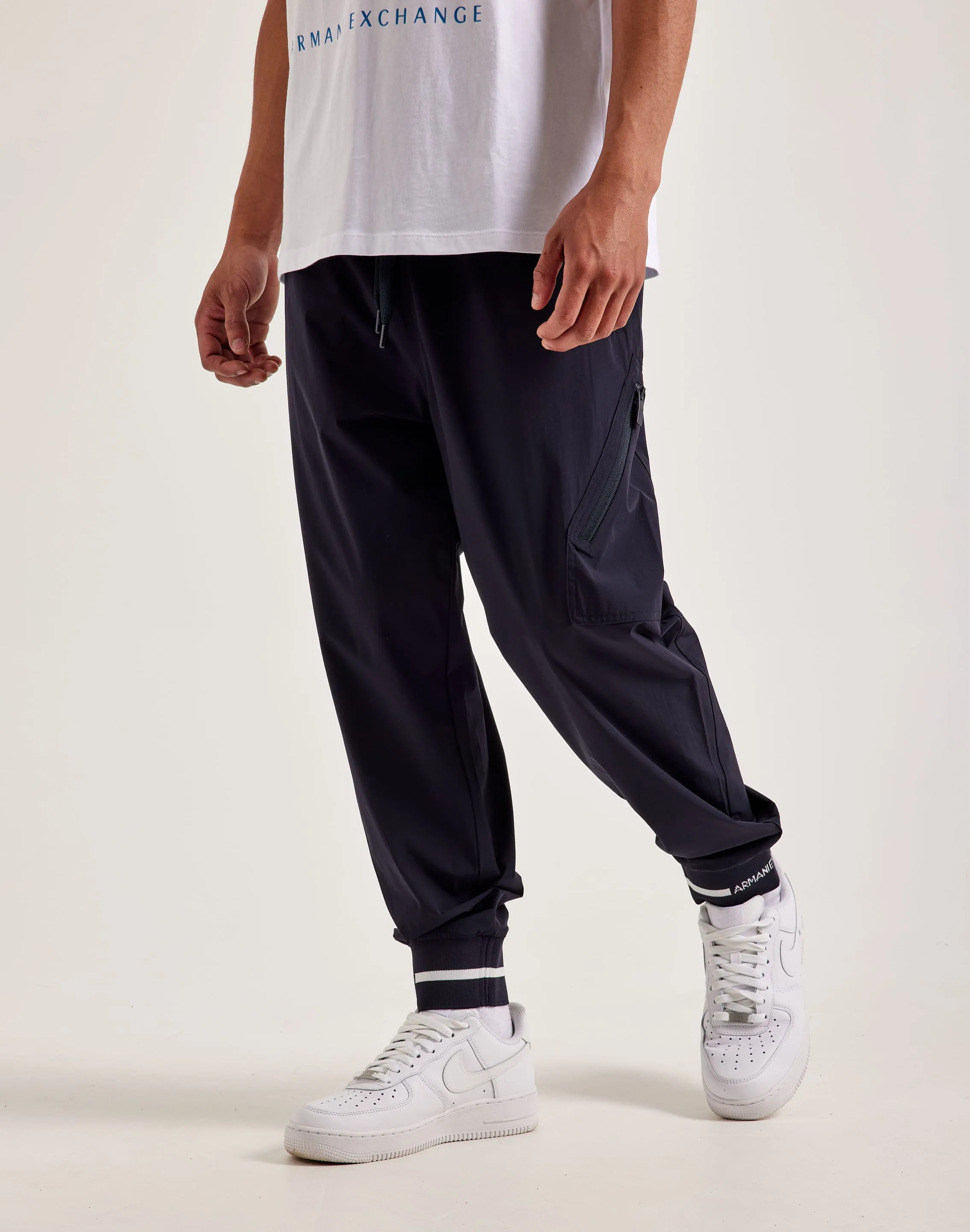 Armani Exchange Stretch Nylon Joggers Flexible Hemline Spark Glow
