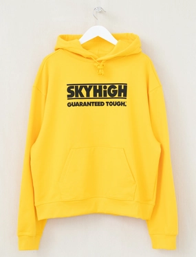 ErgonomicSleeveCut Light Reflective Logos Construction Graphic Logo Hoodie (Yellow)