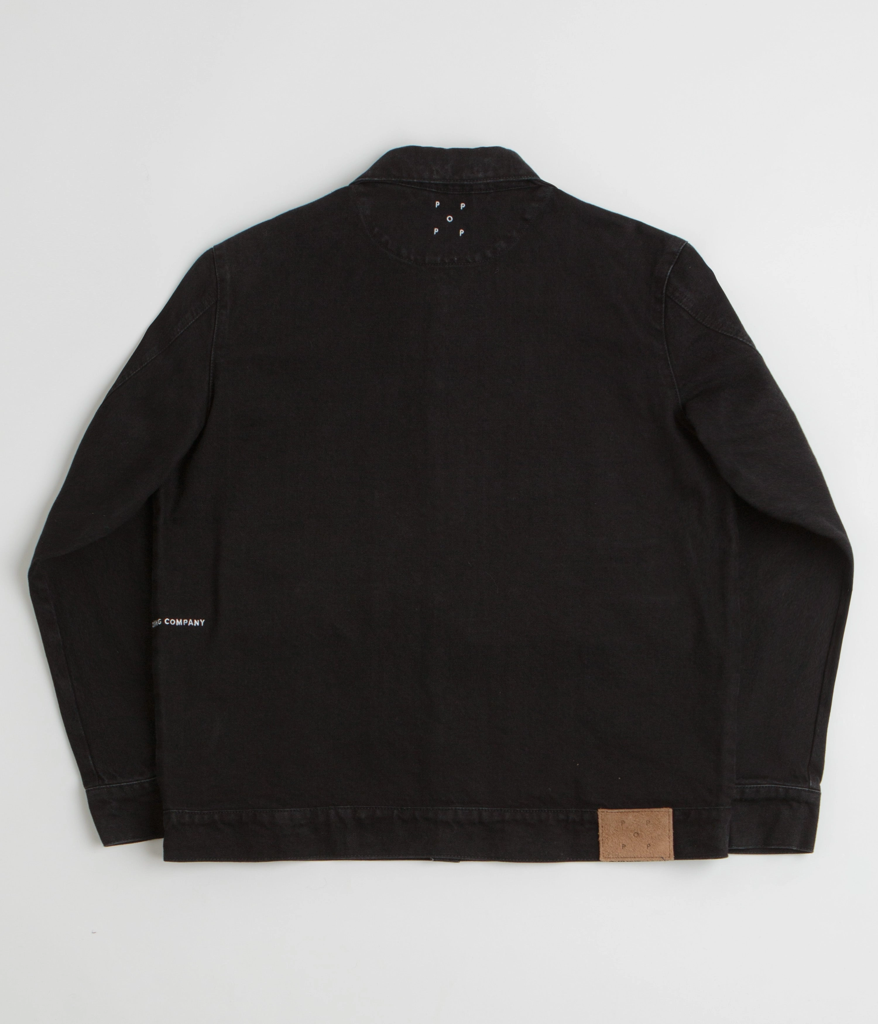 online purchase Pop Trading Company Full Button Denim Jacket - Rinsed Black