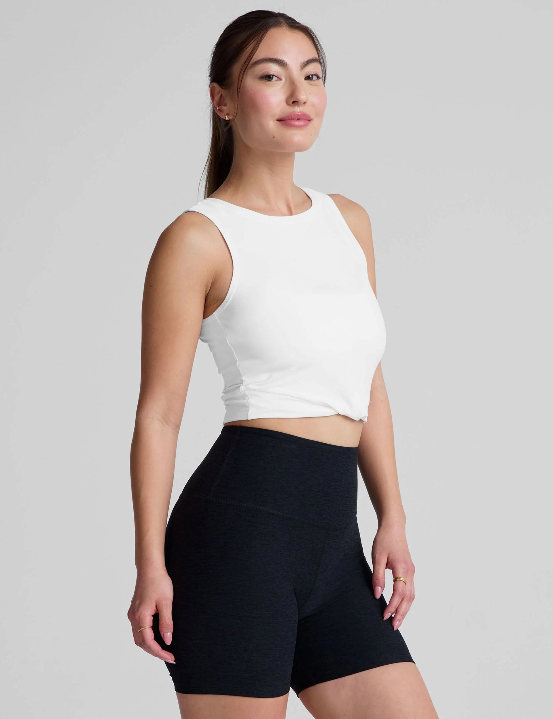 Featherweight Center Stage Cropped Tank - Cloud White basic technology land based
